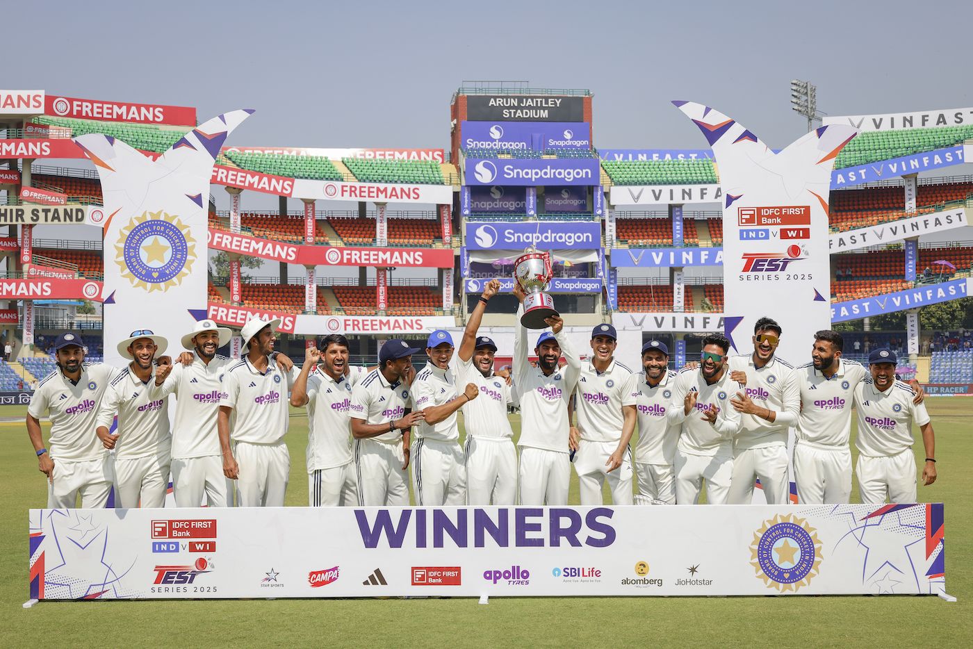 N Jagadeesan and Nitish Kumar Reddy were handed the series trophy by Shubman Gill