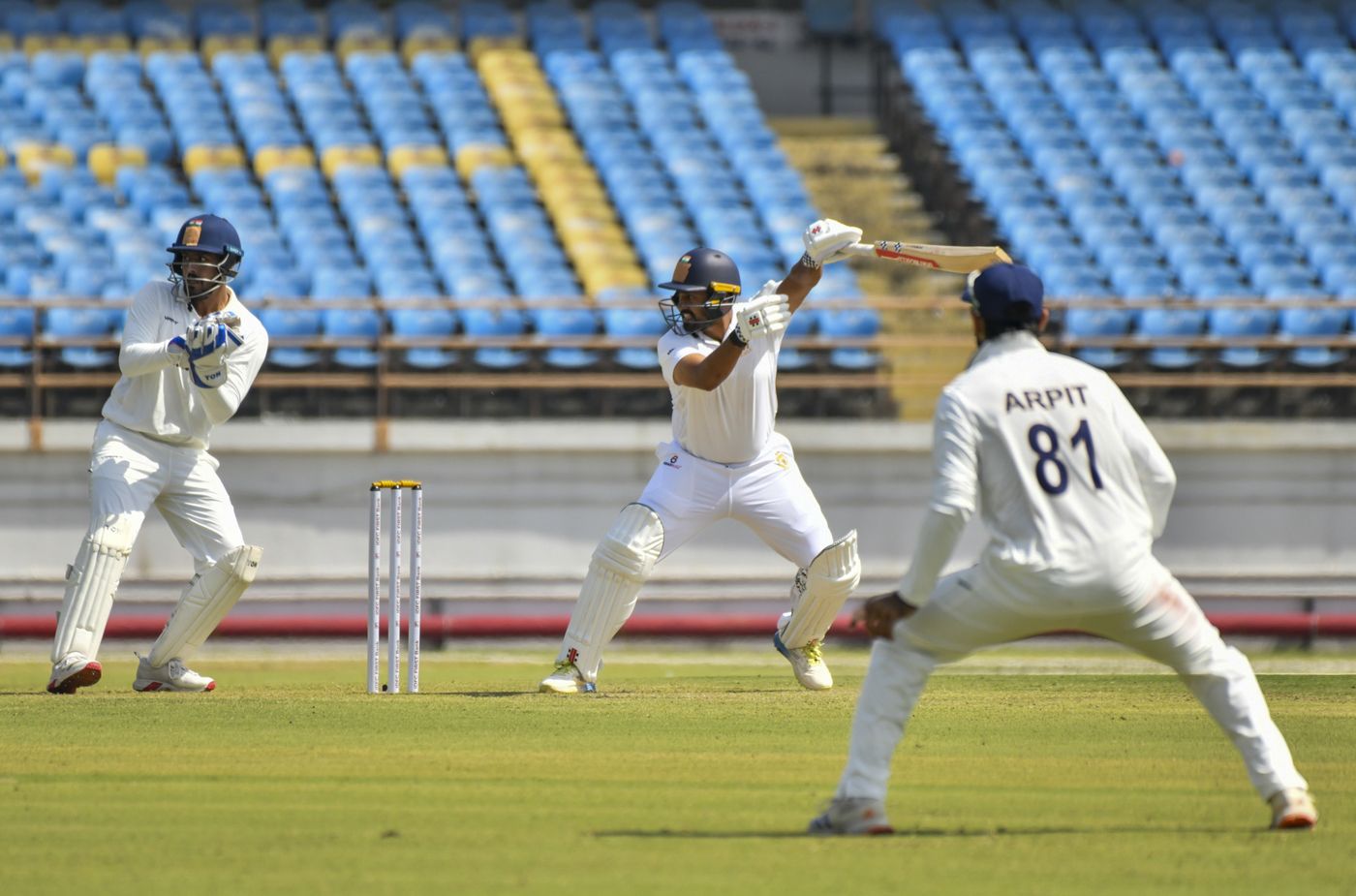 Karun Nair plays a shot