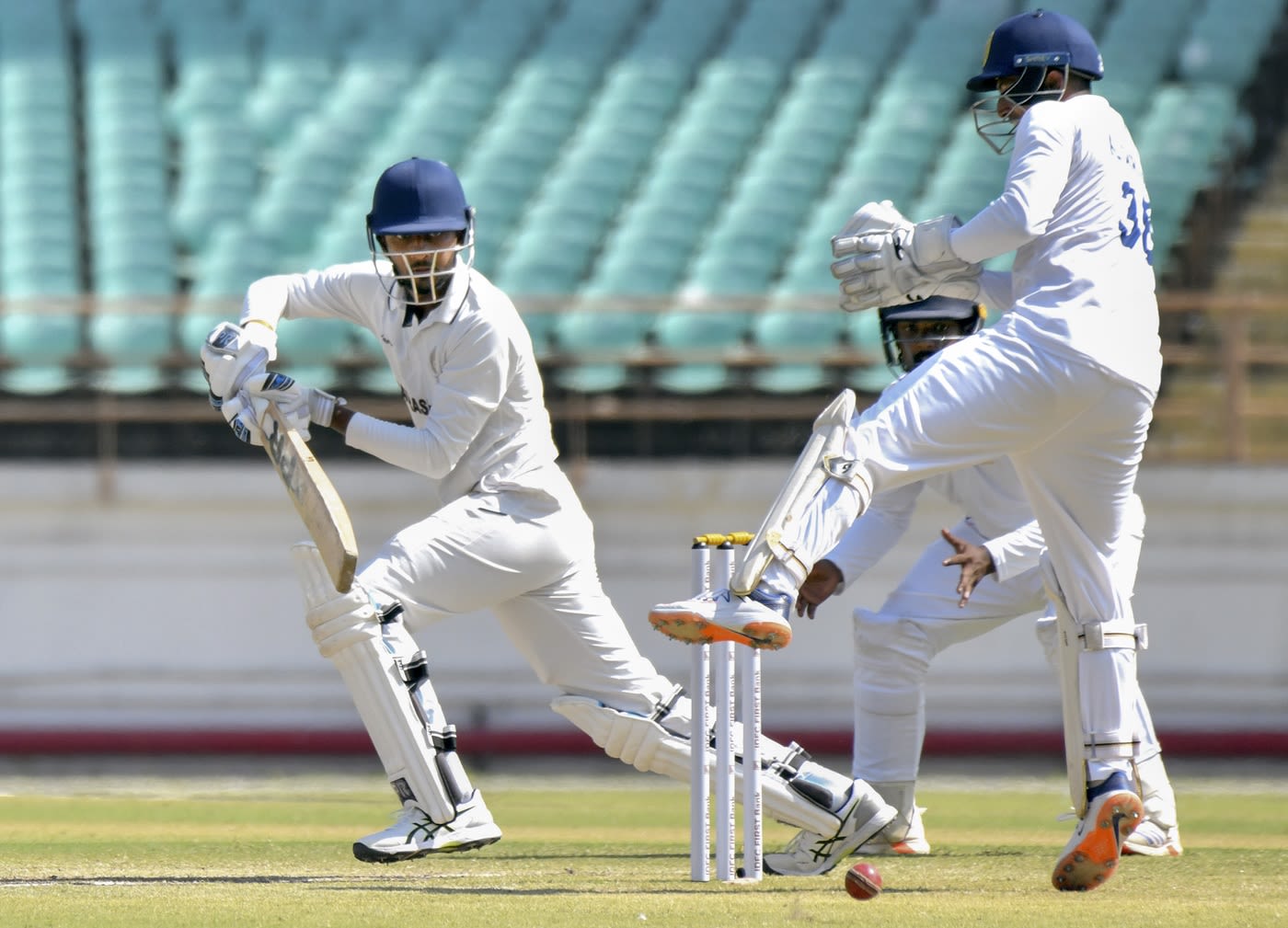Sammar Gajjar dabs the ball away