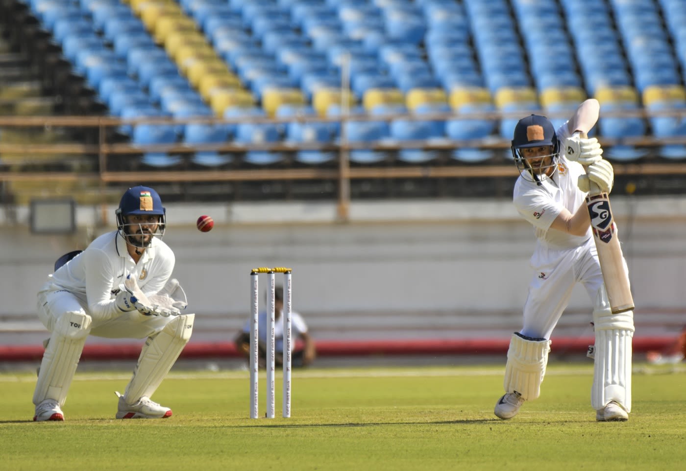 Mayank Agarwal plays on the off side