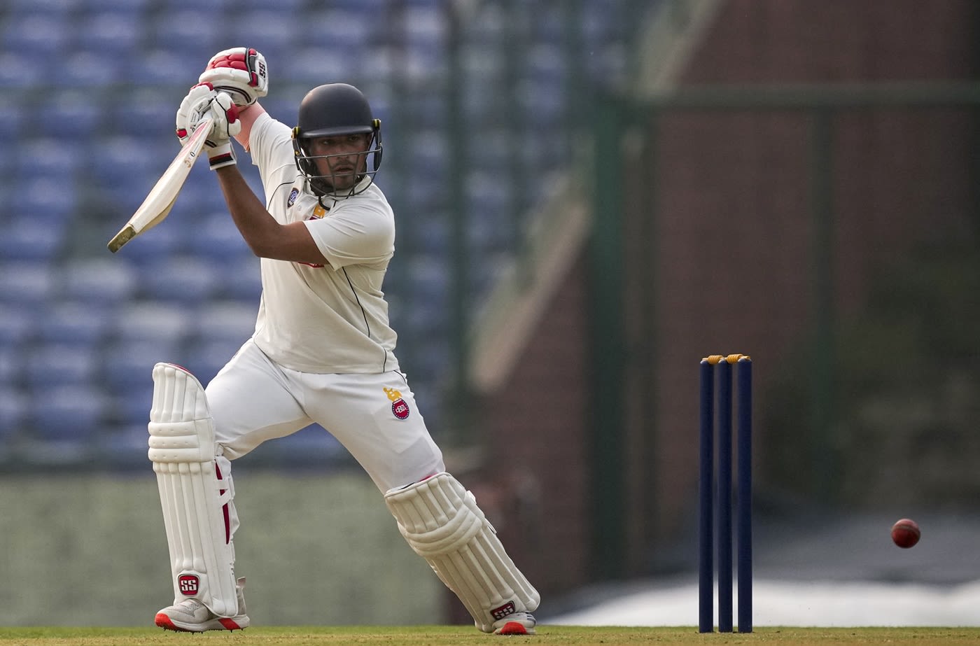 Ayush Doseja goes square of the wicket