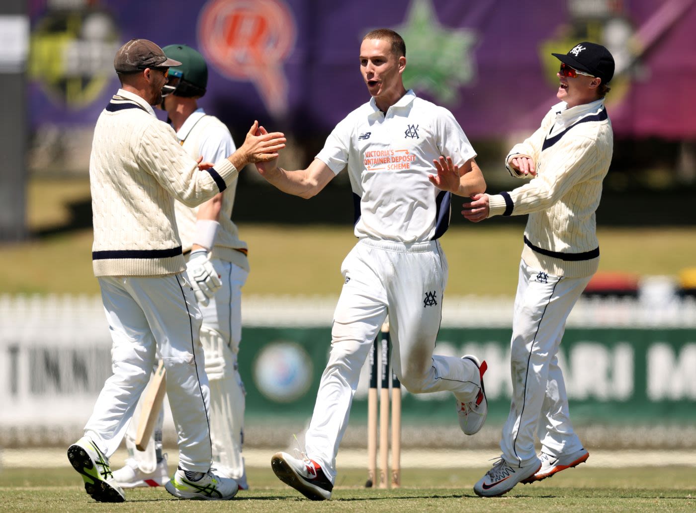 Mitchell Perry celebrates a wicket