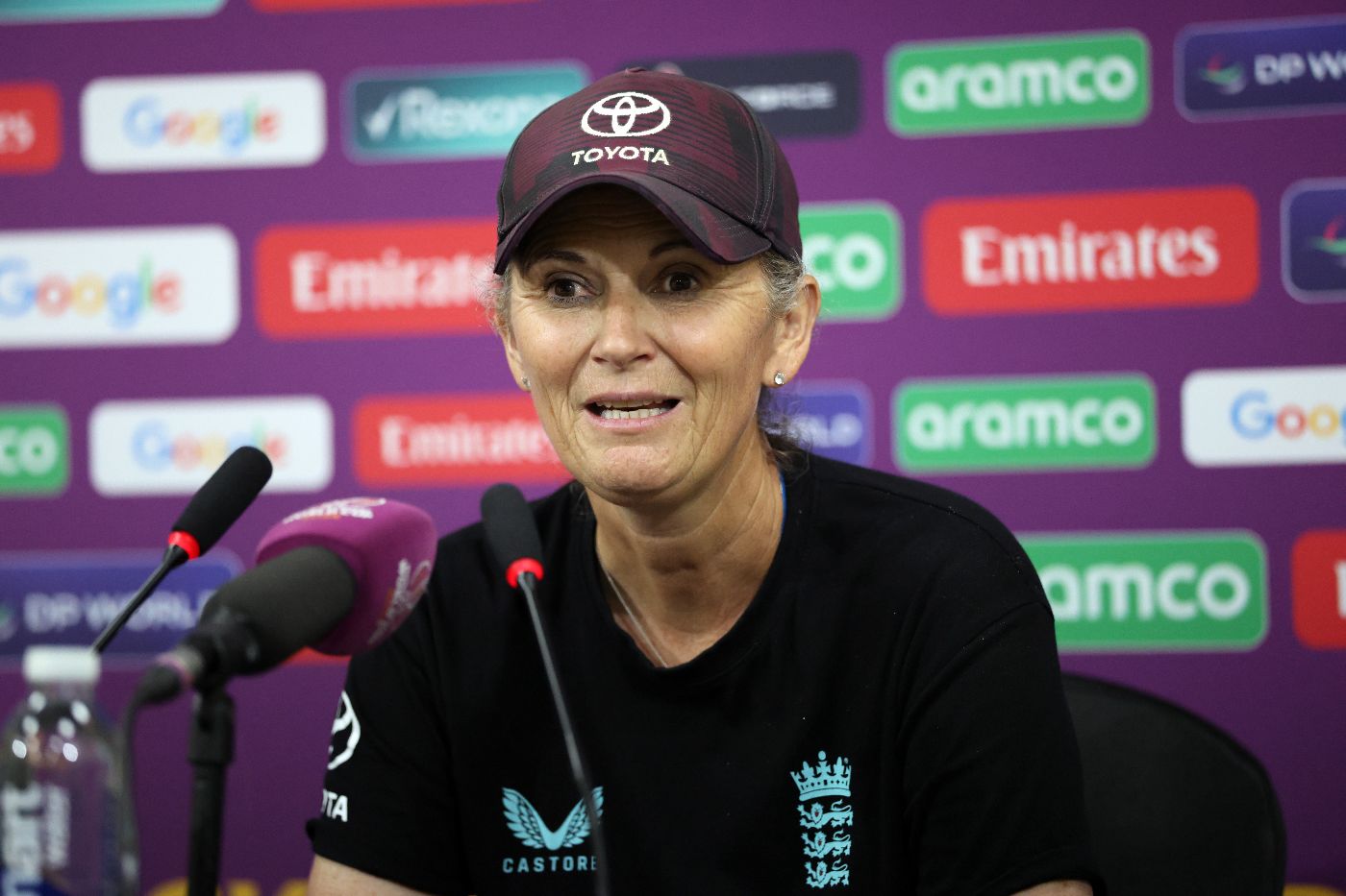 Charlotte Edwards speaks to the media after England's semi-final exit