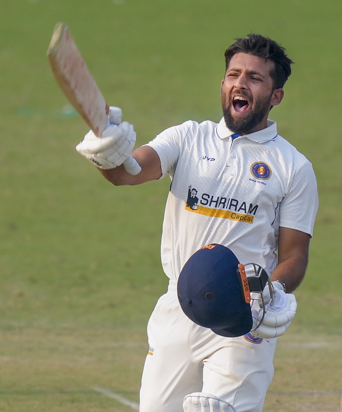 Ajay Rohera celebrates his maiden Ranji hundred for Puducherry