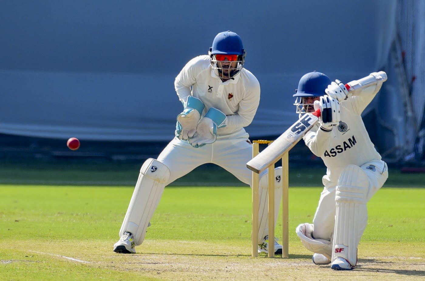 Swarupam Purkayastha punches the ball away