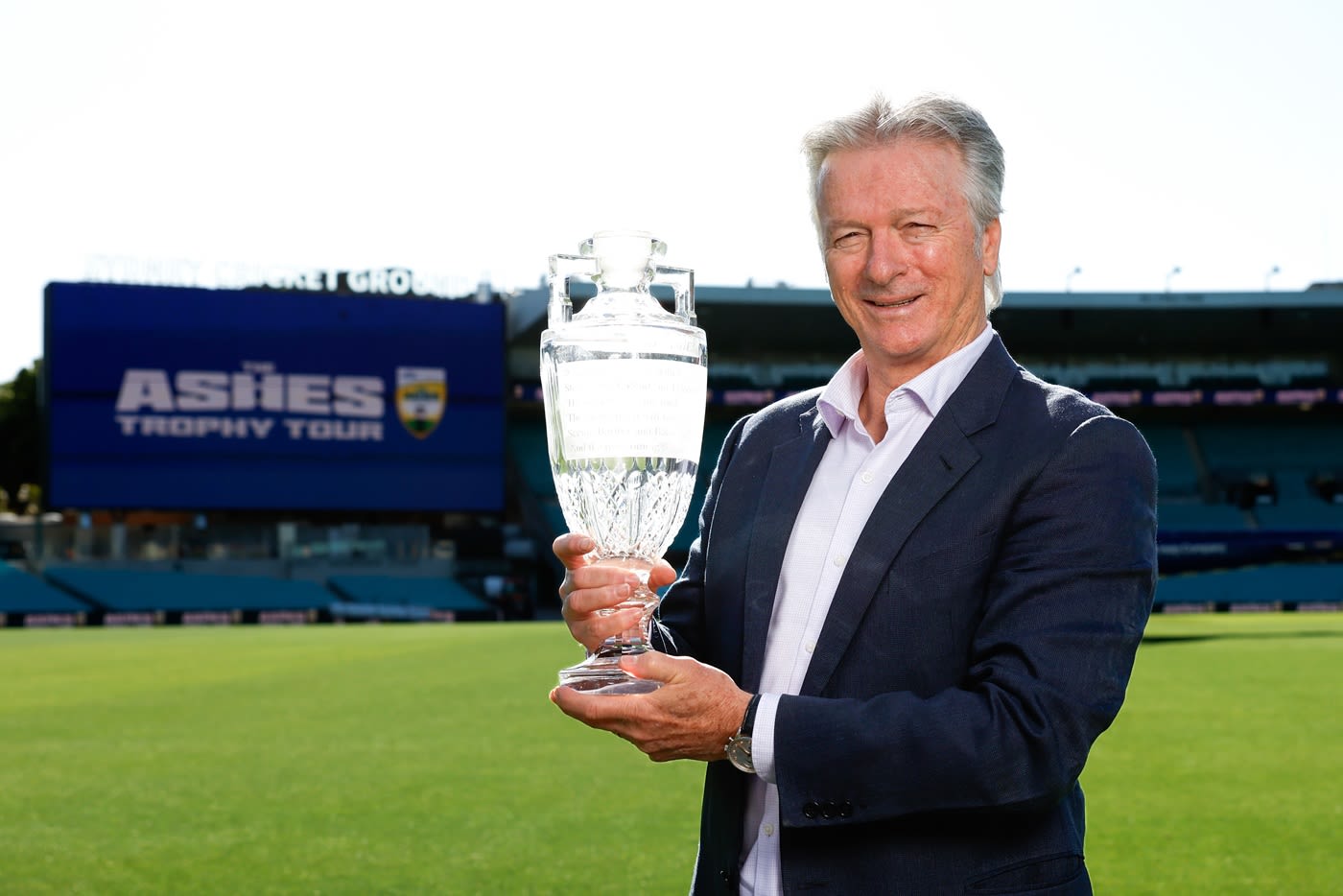 Steve Waugh with the crystal Ashes trophy
