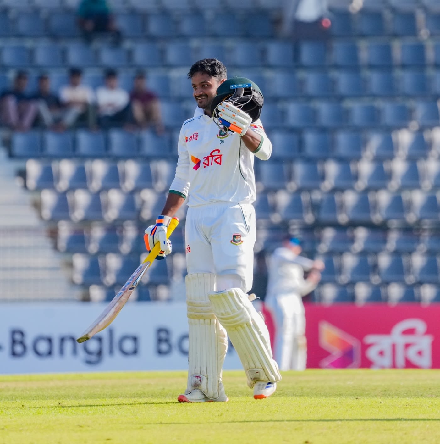 Mahmudul Hasan Joy celebrates his hundred