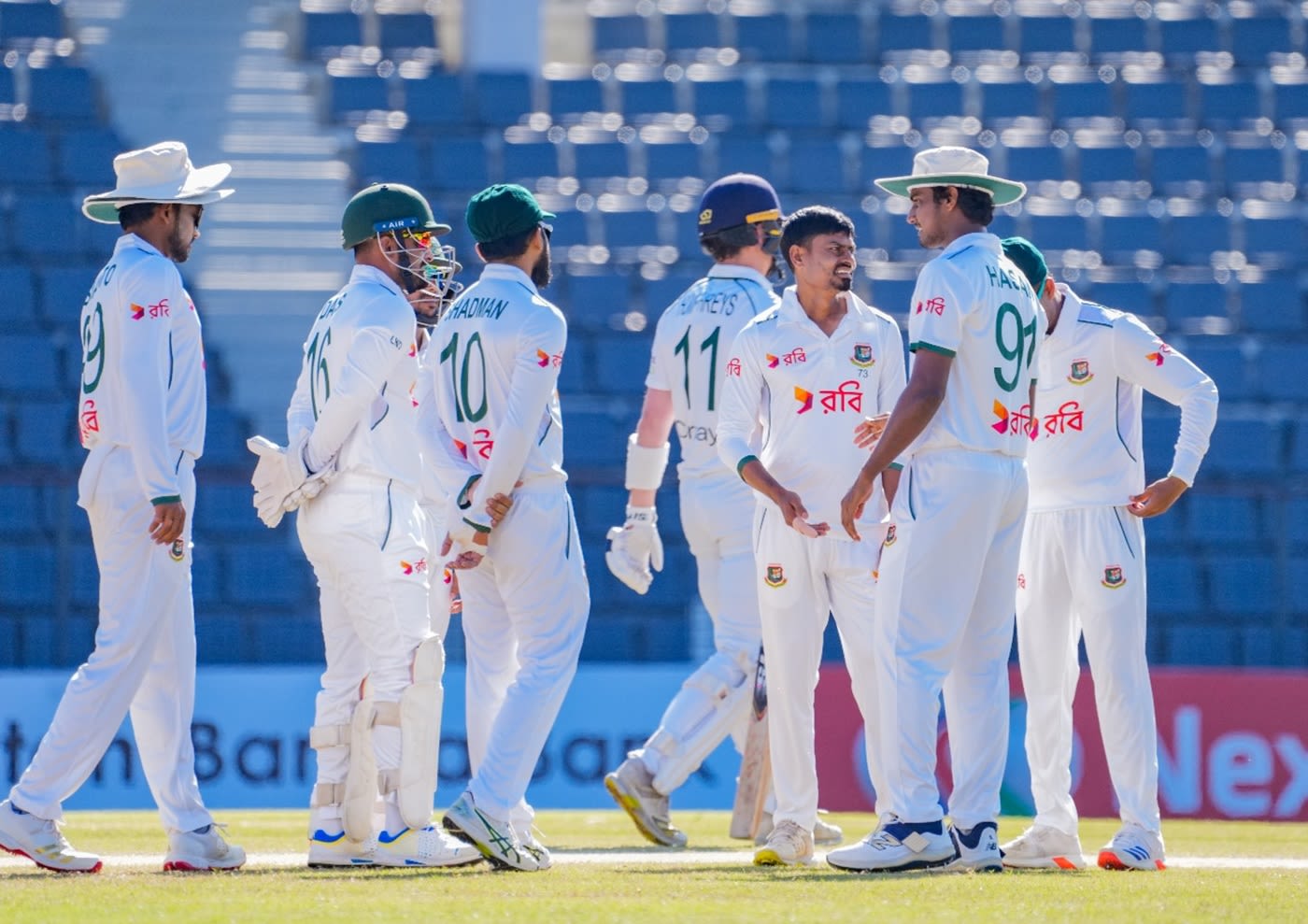 Taijul Islam celebrates a wicket
