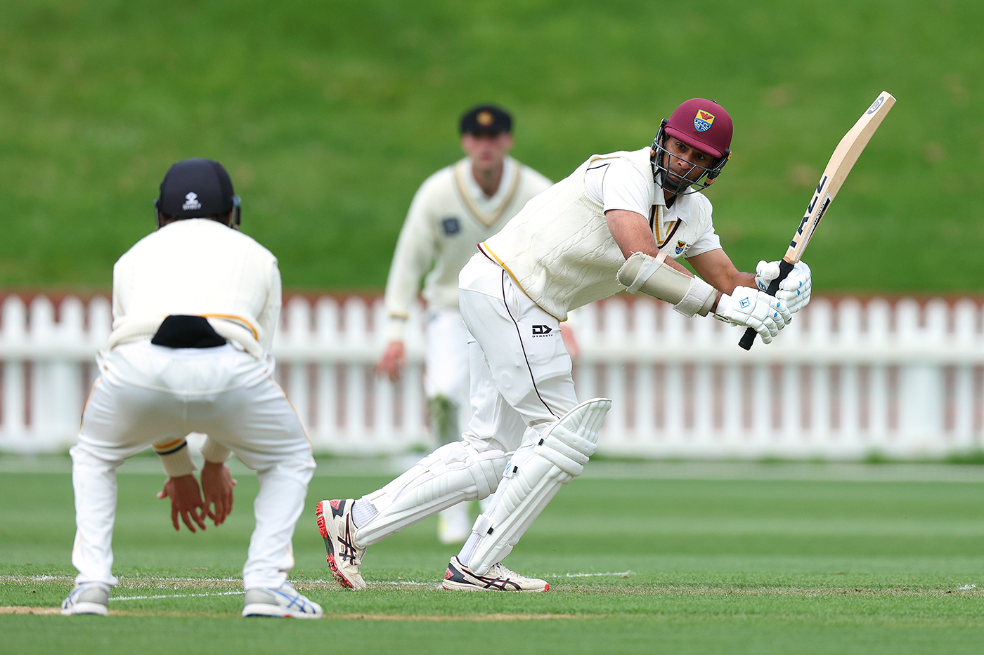 Jeet Raval turns the ball to the leg side