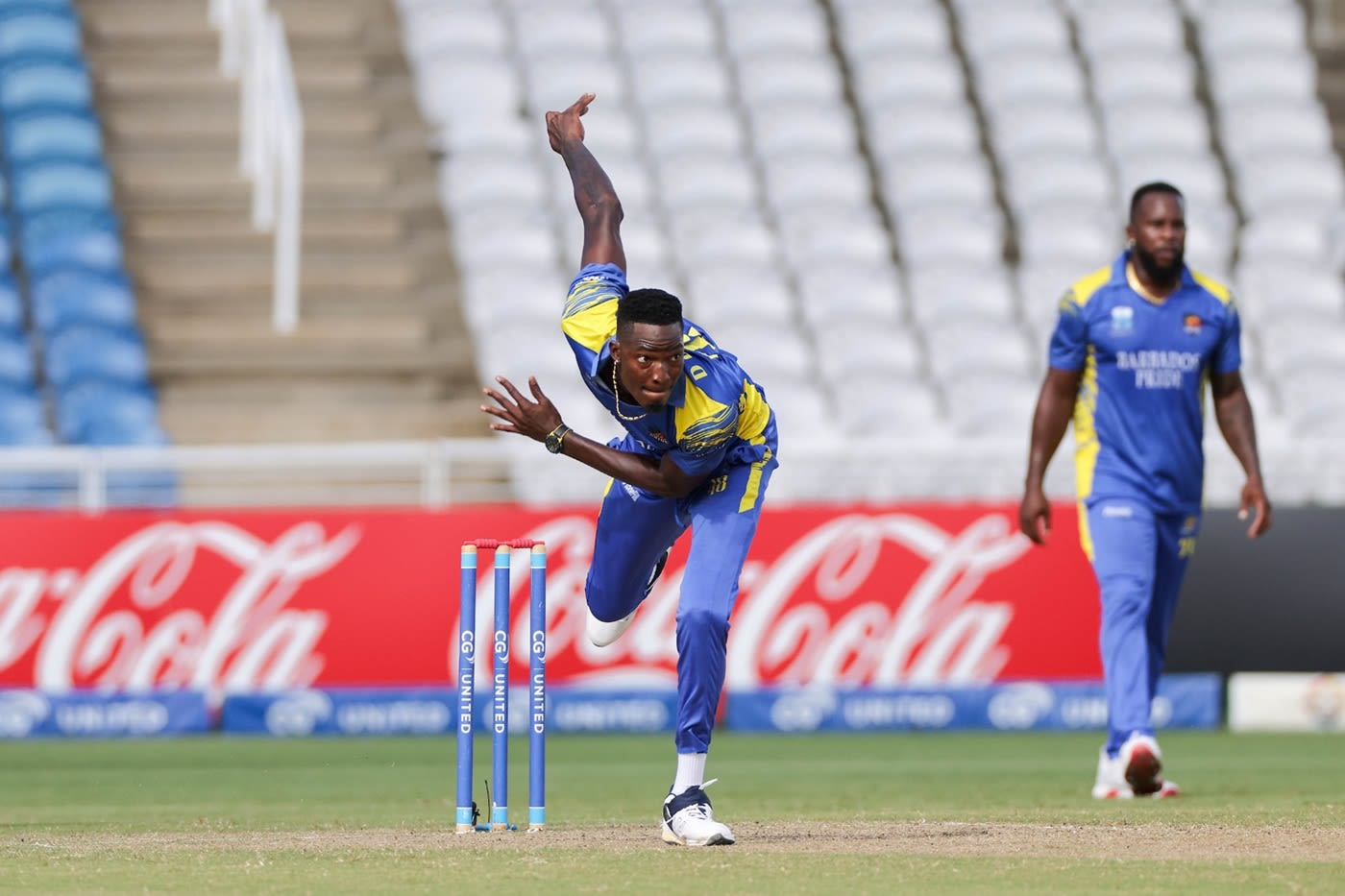 Dominic Drakes in action for Barbados