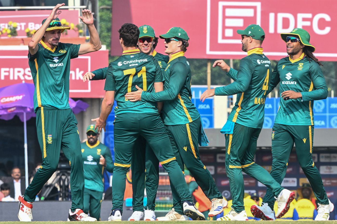 Nandre Burger celebrates after getting Yashasvi Jaiswal for 18