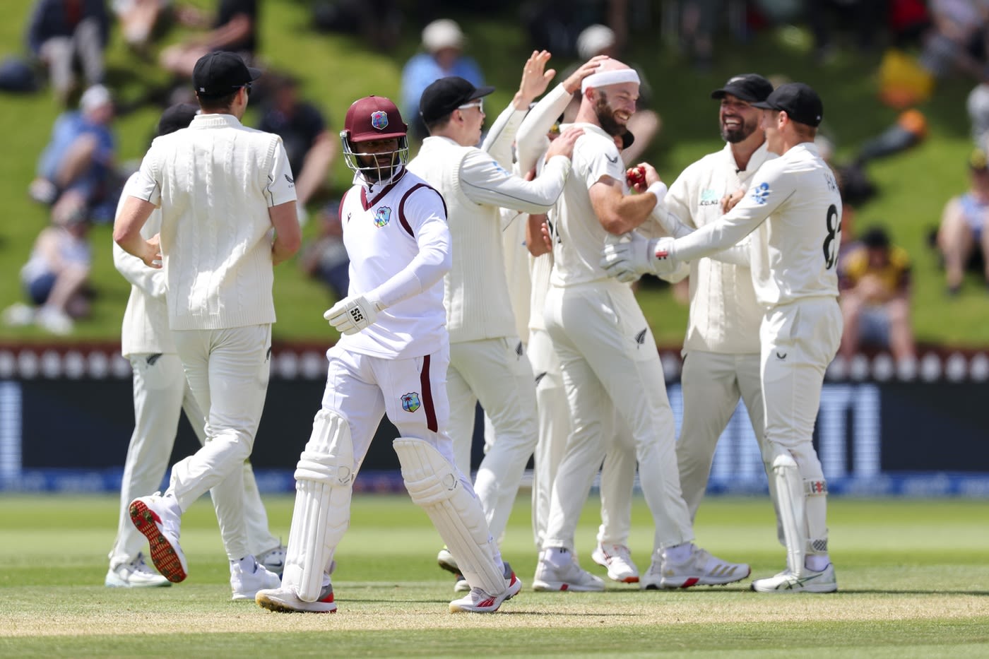Shai Hope fell caught and bowled to Michael Rae