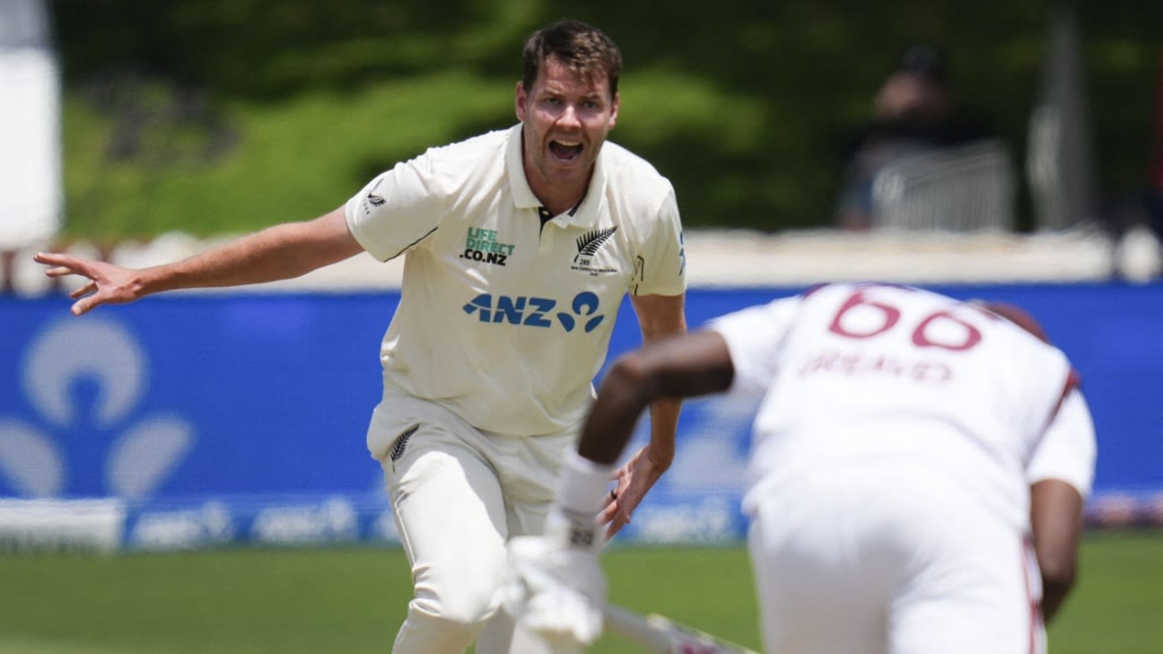 Duffy five-for triggers West Indies slide to give New Zealand first win of WTC cycle