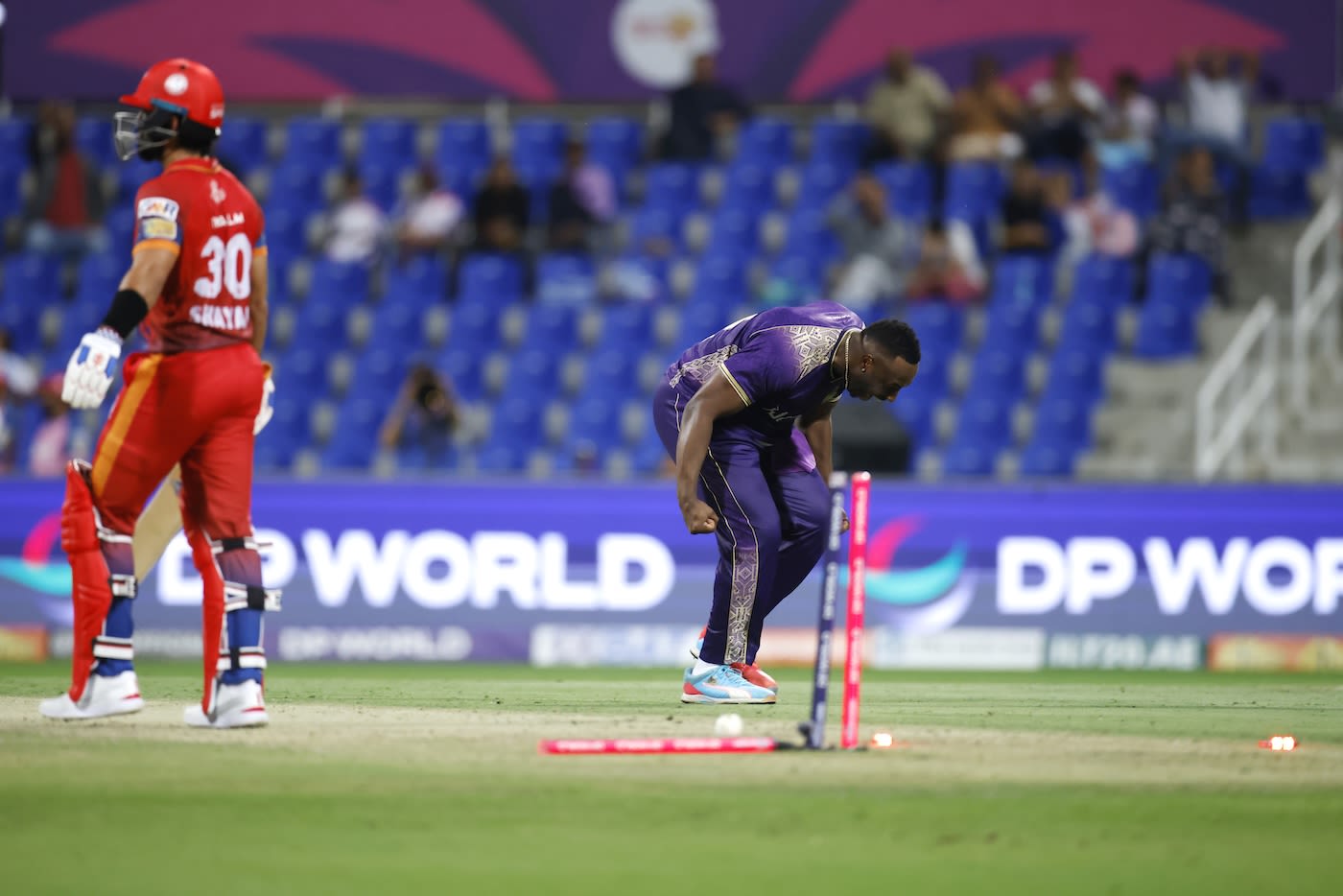 Andre Russell denied Shayan Jahangir a century with a yorker