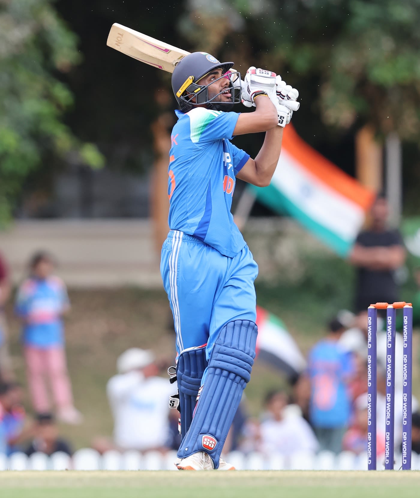 Kanishk Chouhan goes high to the leg side