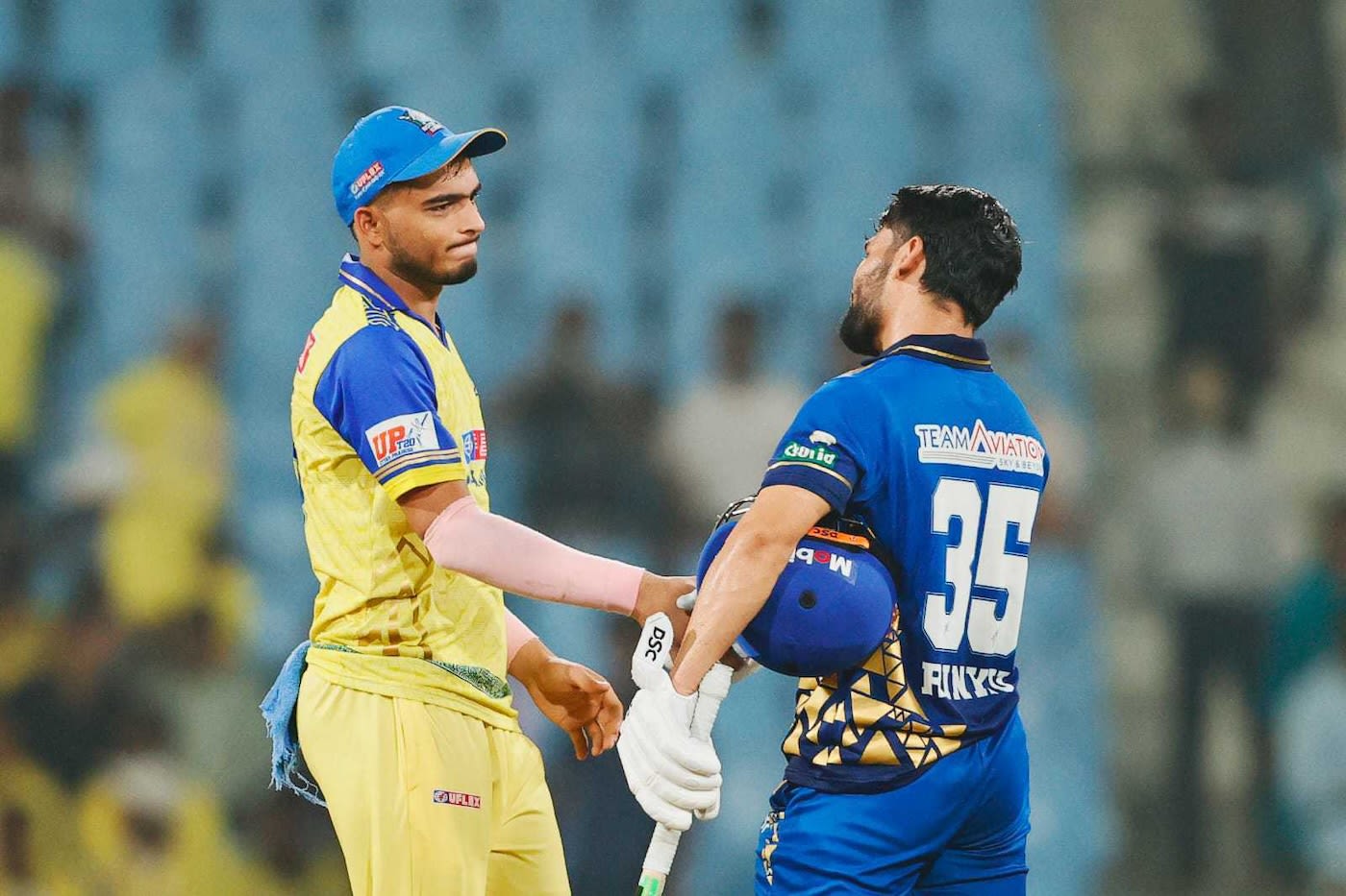 Prashant Veer caught up with Rinku Singh after the game