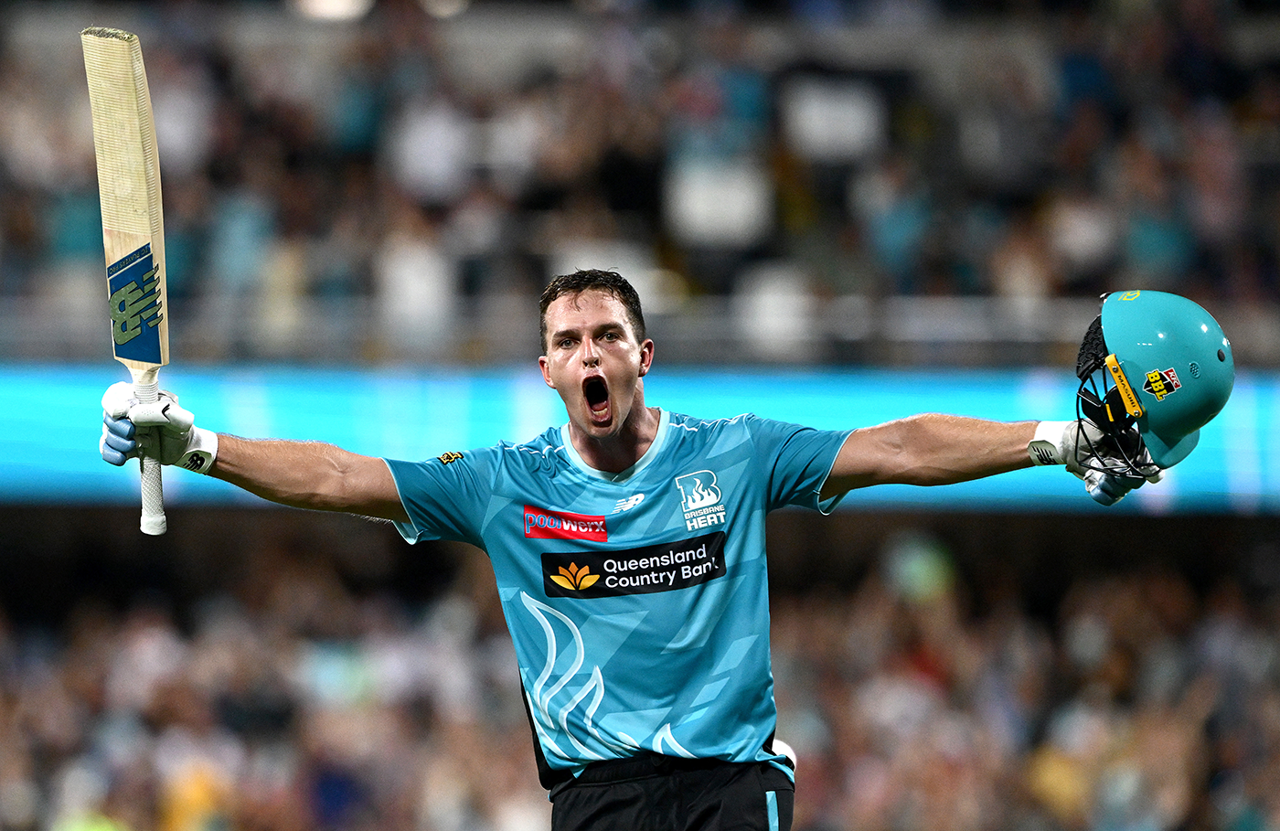 Jack Wildermuth celebrates the winning runs in a record chase