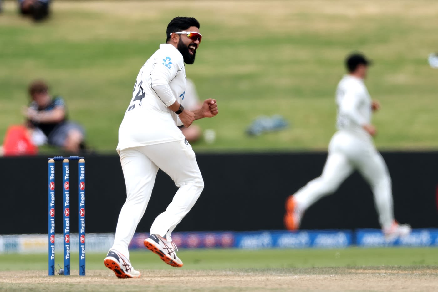 Ajaz Patel was a threat with the footmarks opening up