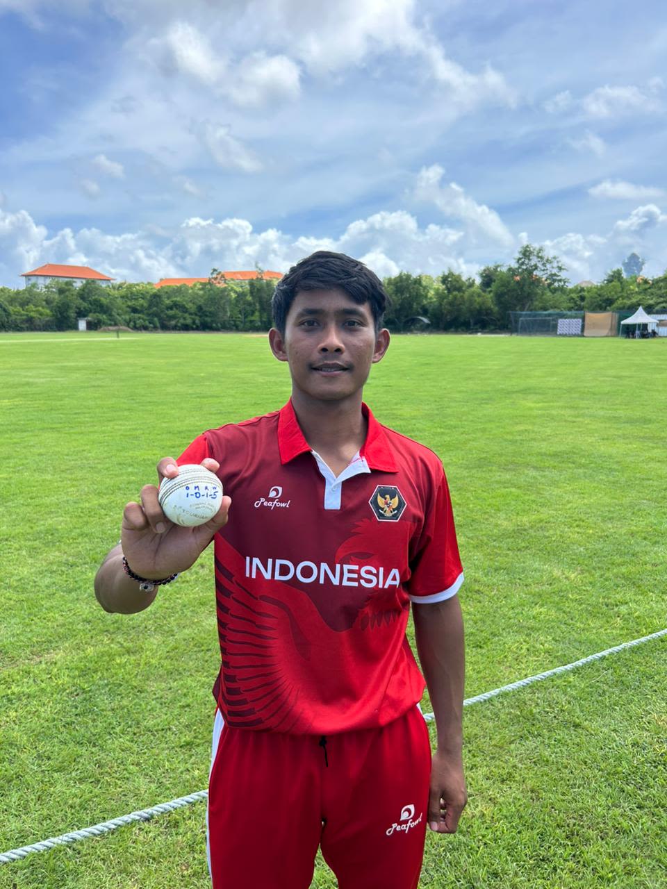 Gede Priandana shows off the ball he made history with
