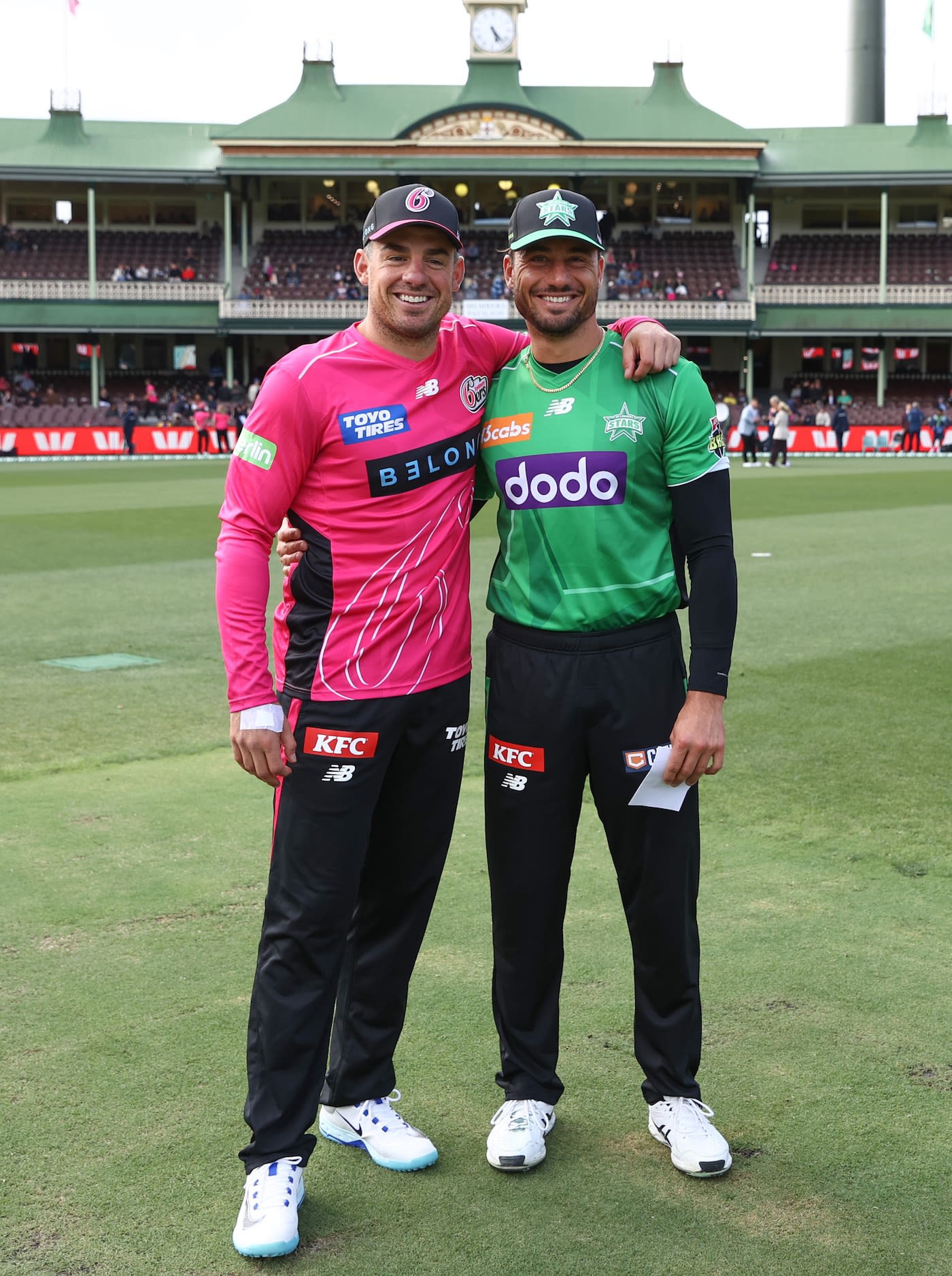 Moises Henriques and Marcus Stoinis at the toss