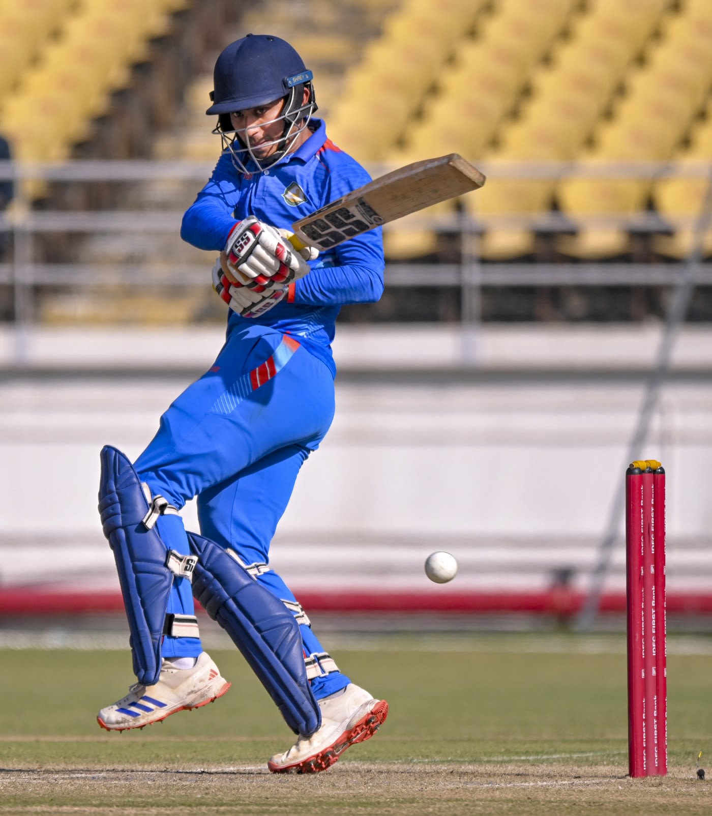 Aman Mokhade drags the ball into the leg side