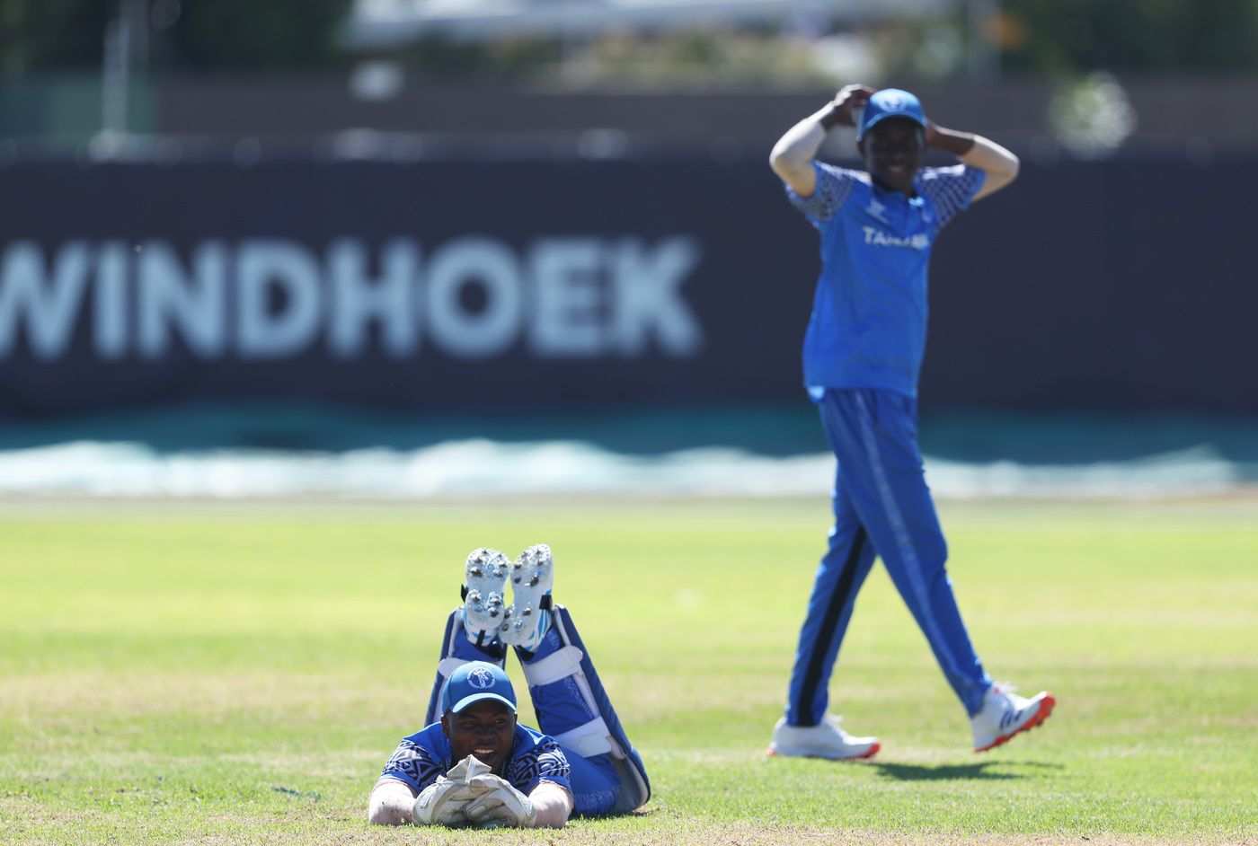 Acrey Hugo reacts after a fielding opportunity