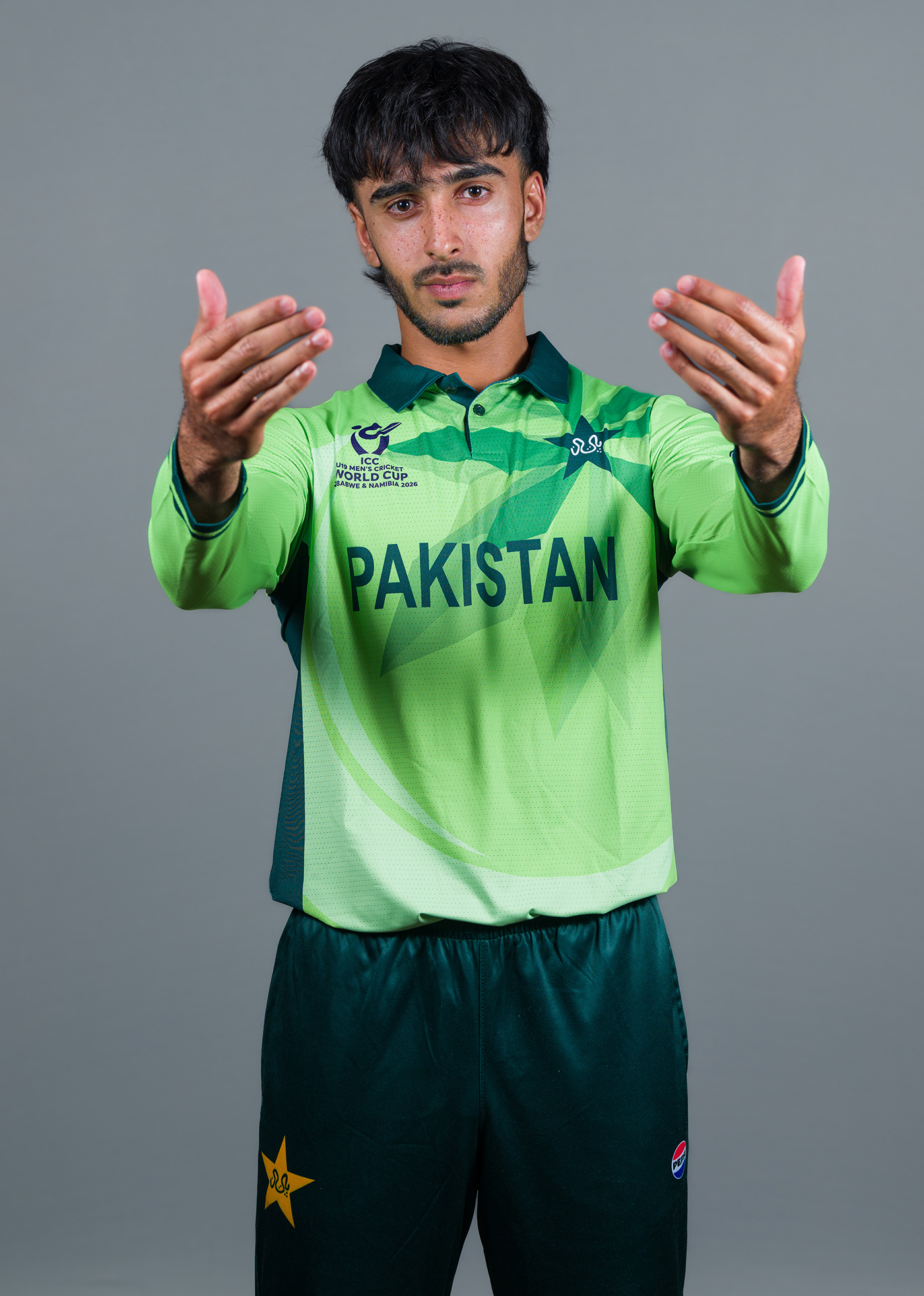 Sameer Minhas poses during Pakistan's portrait session for the Under-19 World Cup