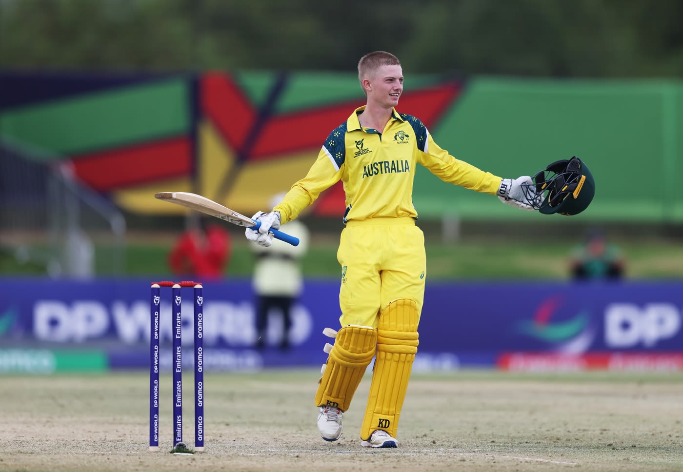 Steven Hogan celebrates his century