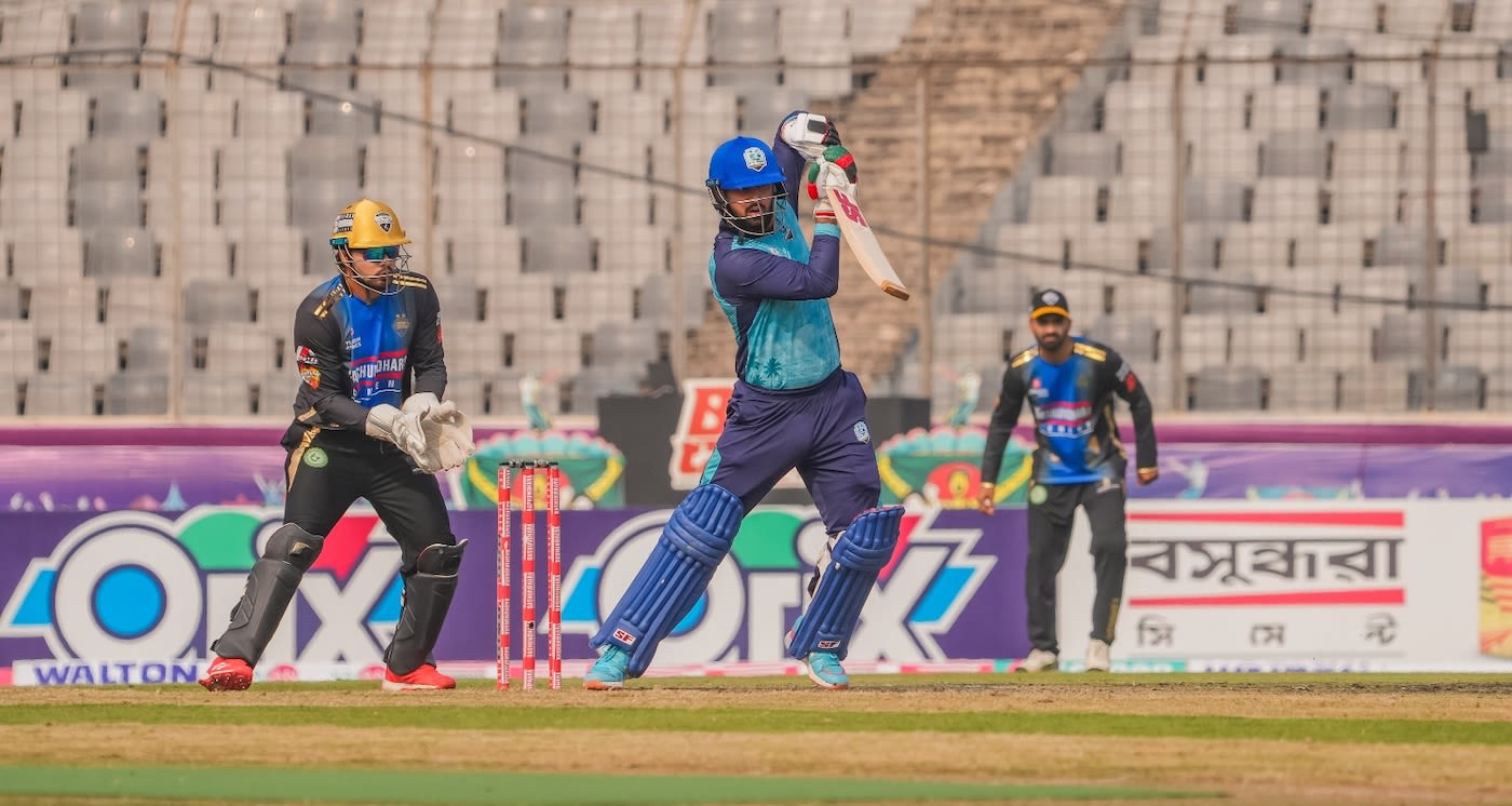 Hassan Eisakhil punches on his way to a hundred