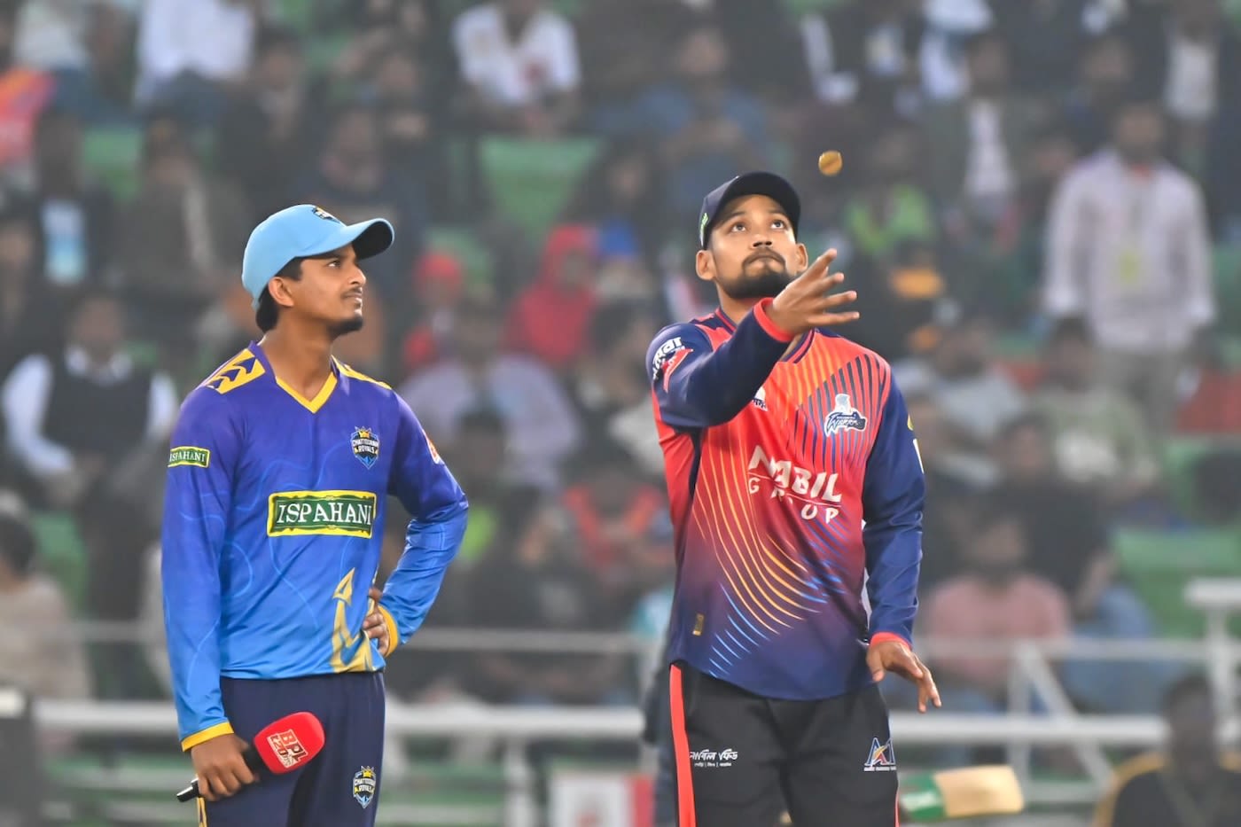 Najmul Hossain Shanto gives the coin a flip