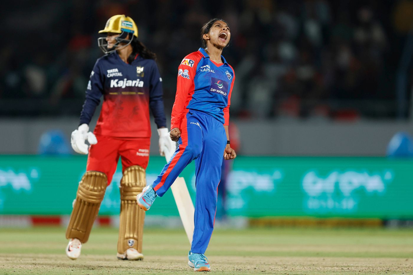 Minnu Mani celebrates her second wicket