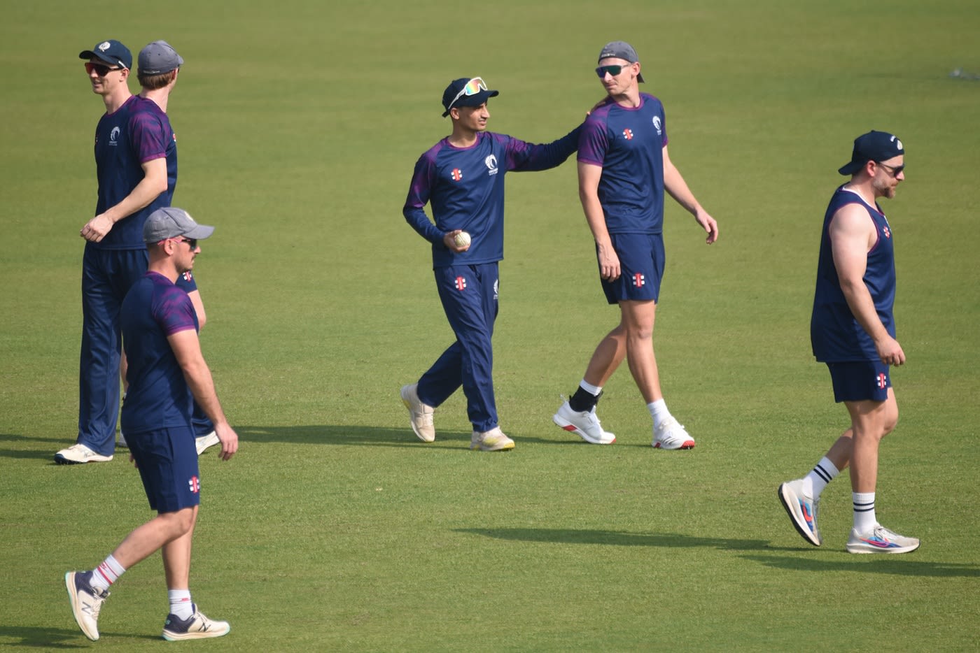 Zainullah Ihsan with his team-mates during a practice session