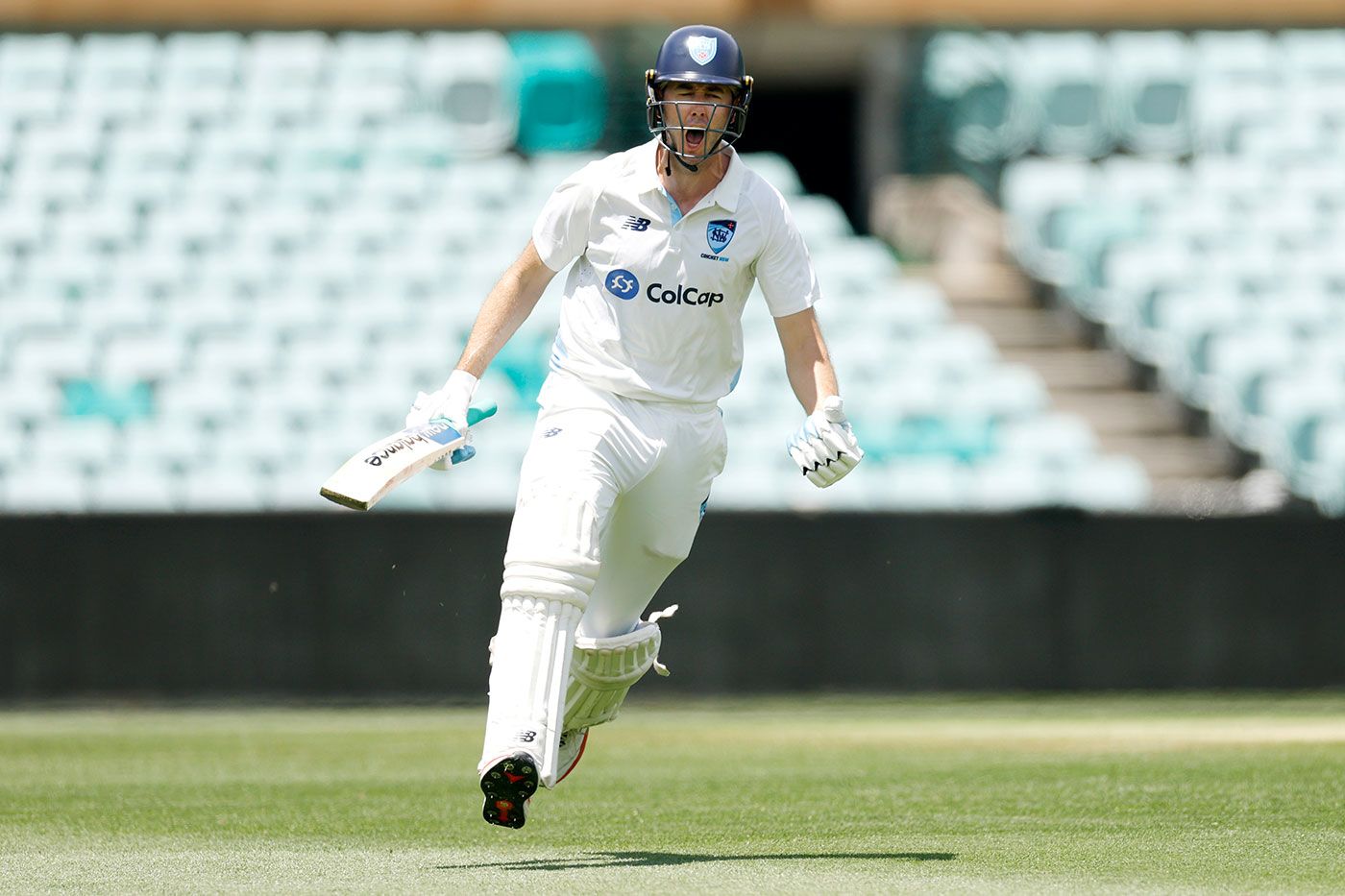 Kurtis Patterson roars as he reaches a century in his 100th Shield game
