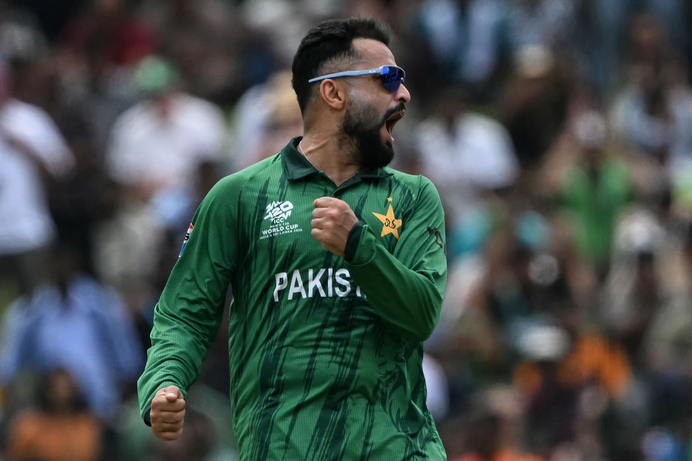 Mohammad Nawaz celebrates after sending back Bas de Leede