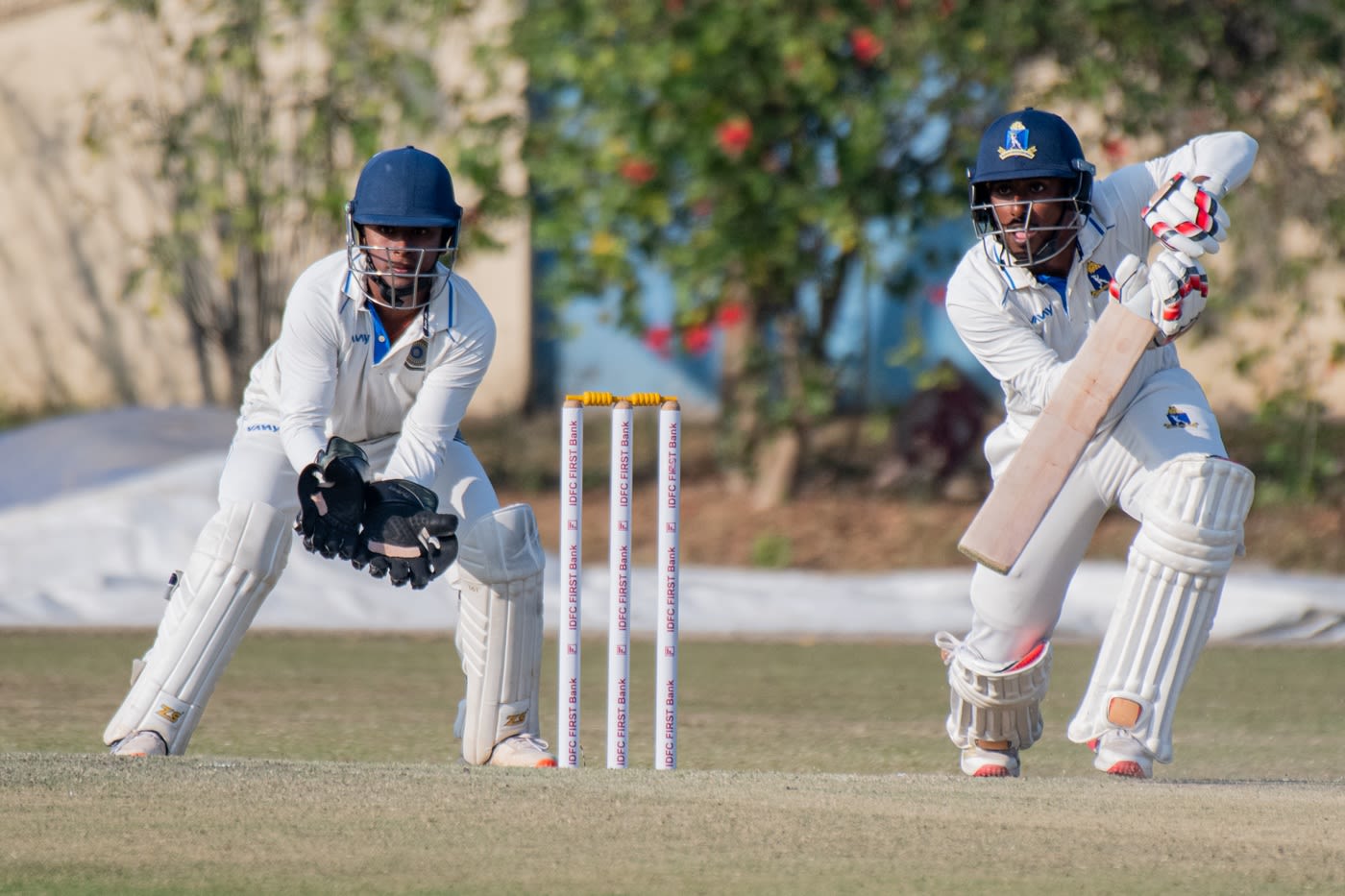 Sudip Kumar Gharami pushes through the off side