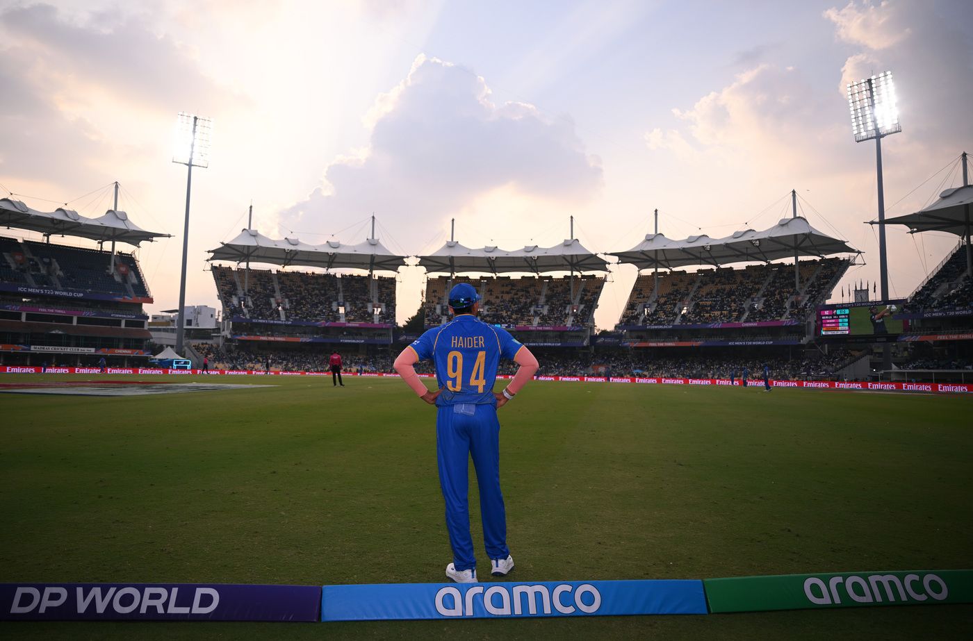 Haider Ali looks on from the outfield