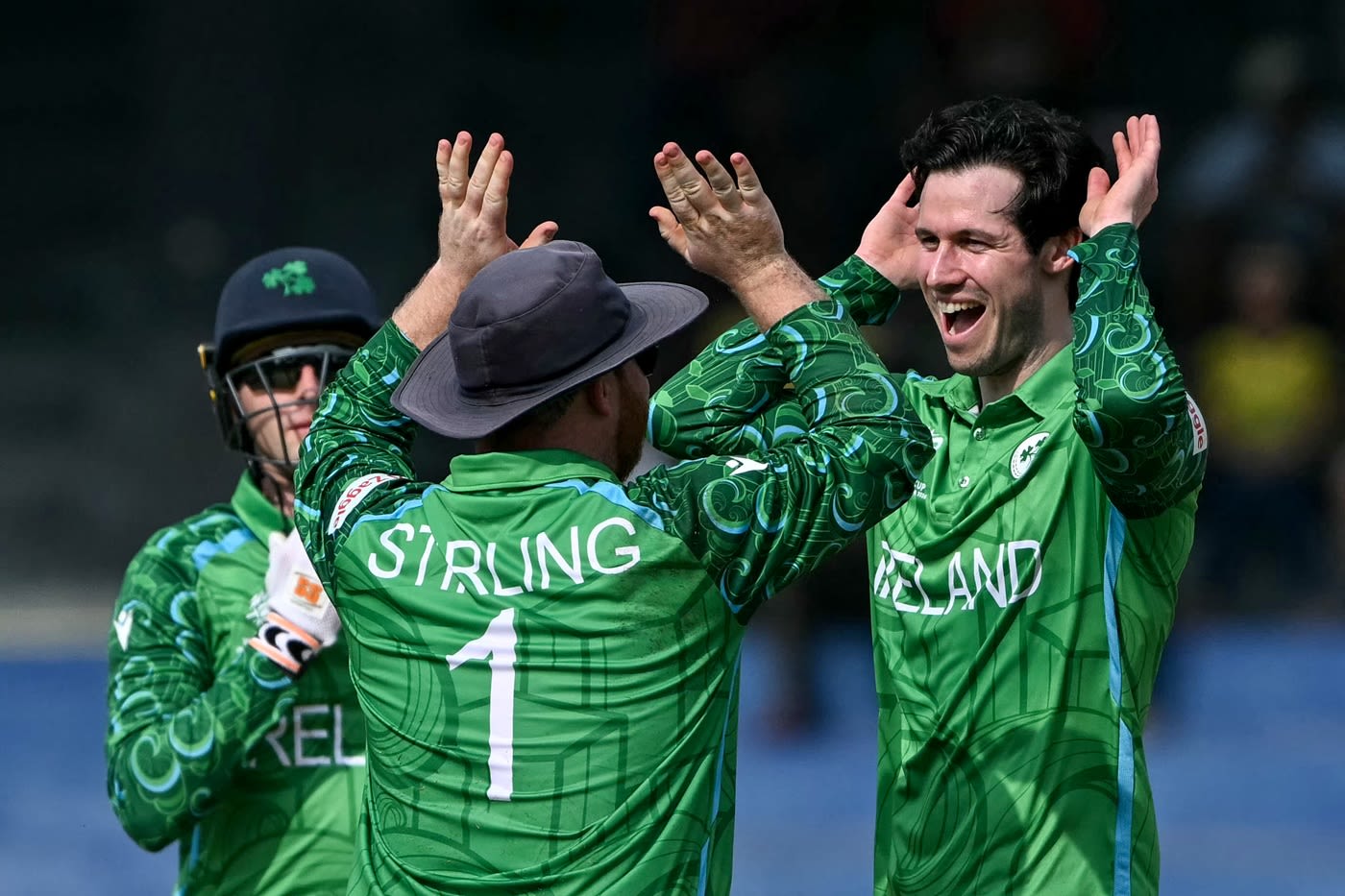 George Dockrell celebrates a wicket