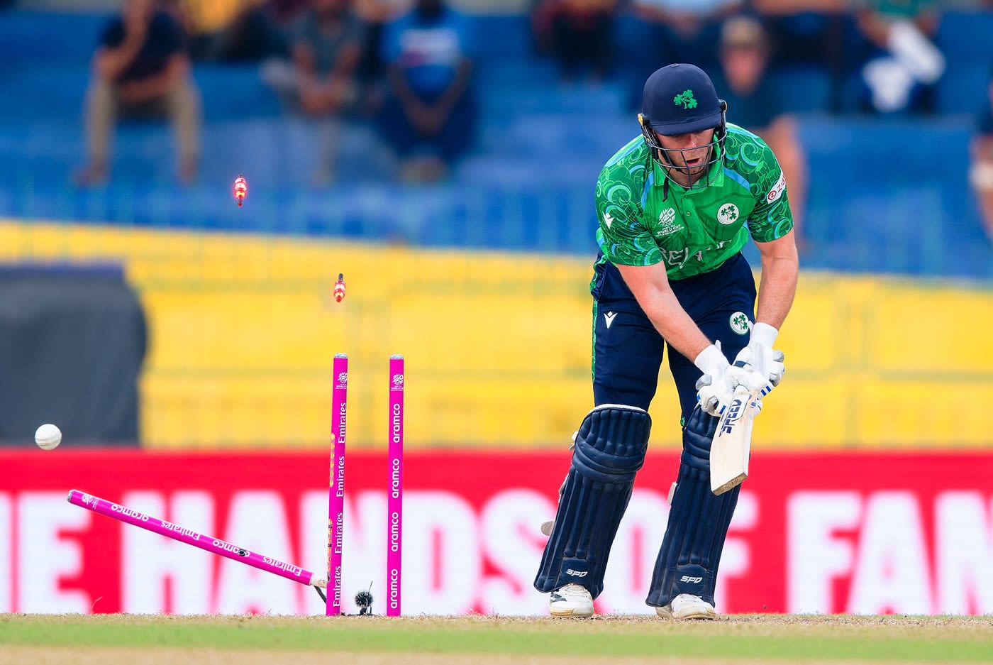 Ross Adair is bowled off a slower ball