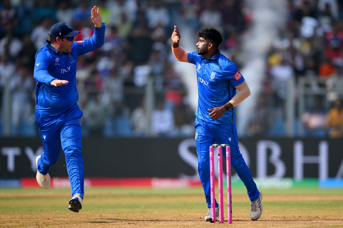 Crishan Kalugamage celebrates a wicket