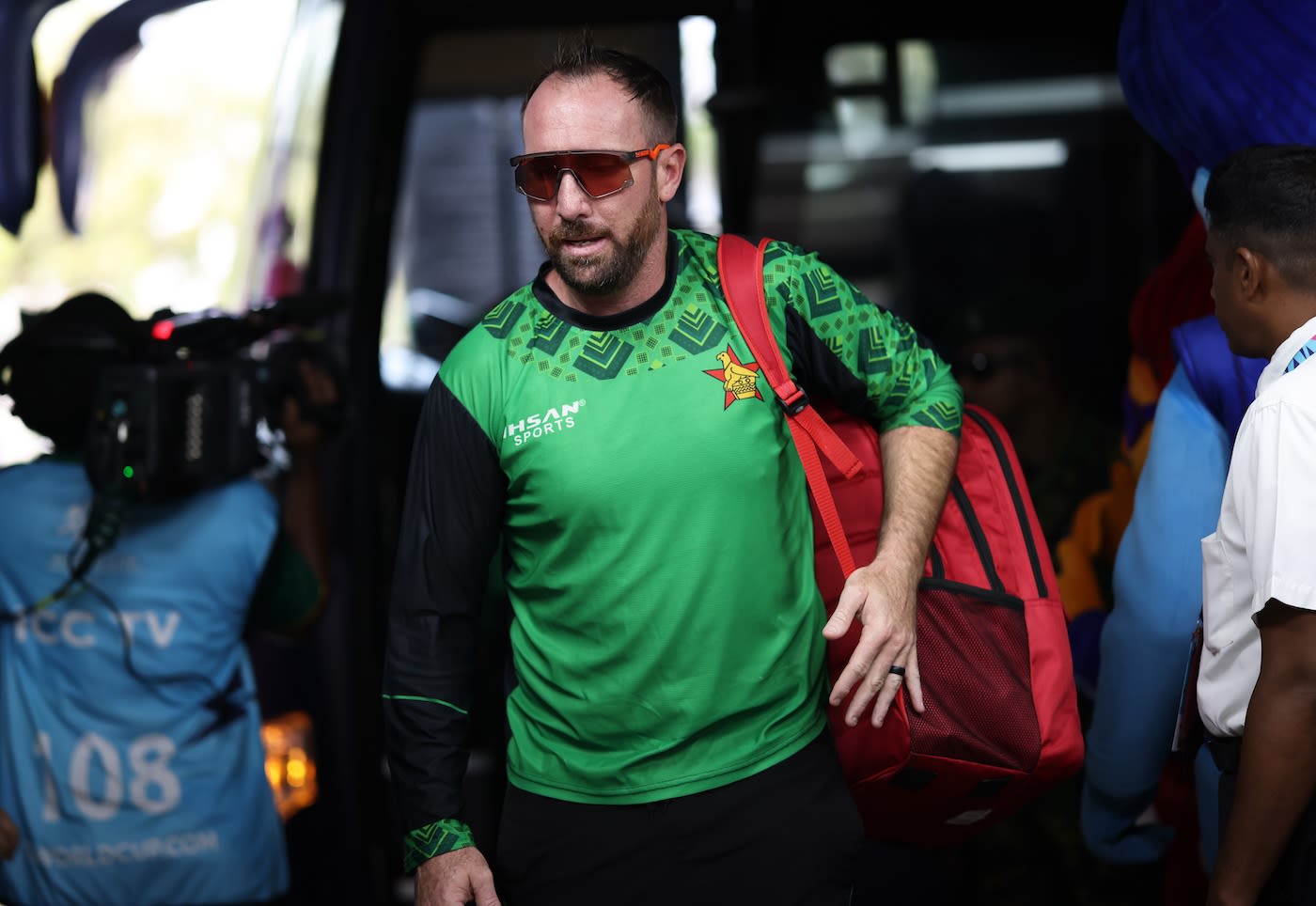 Brendan Taylor arrives for the game