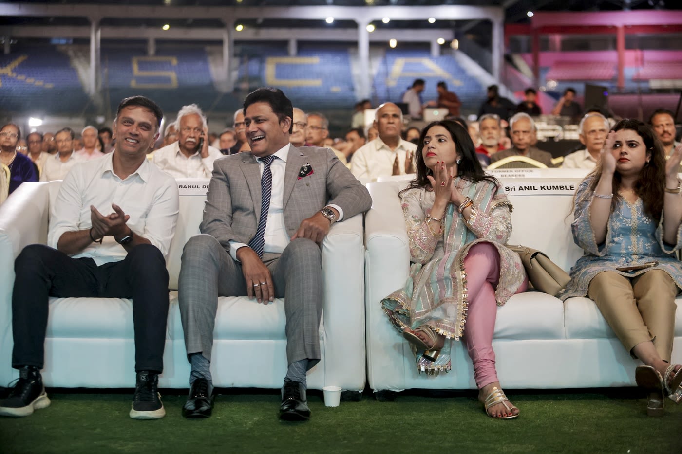 Rahul Dravid and Anil Kumble at a KSCA event