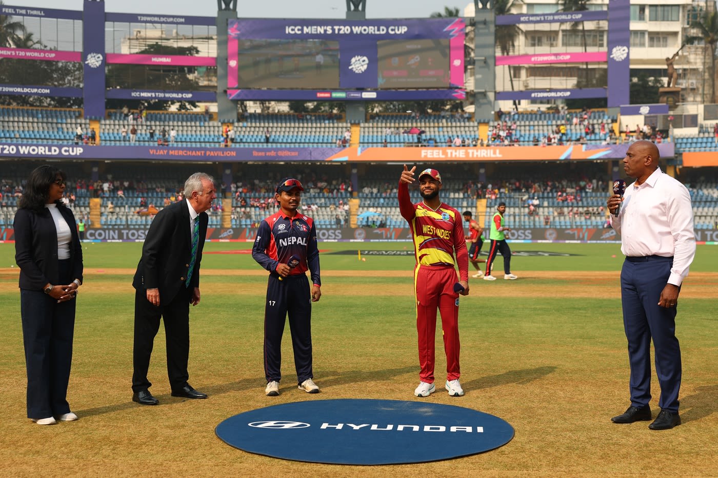 Rohit Paudel and Shai Hope at the toss
