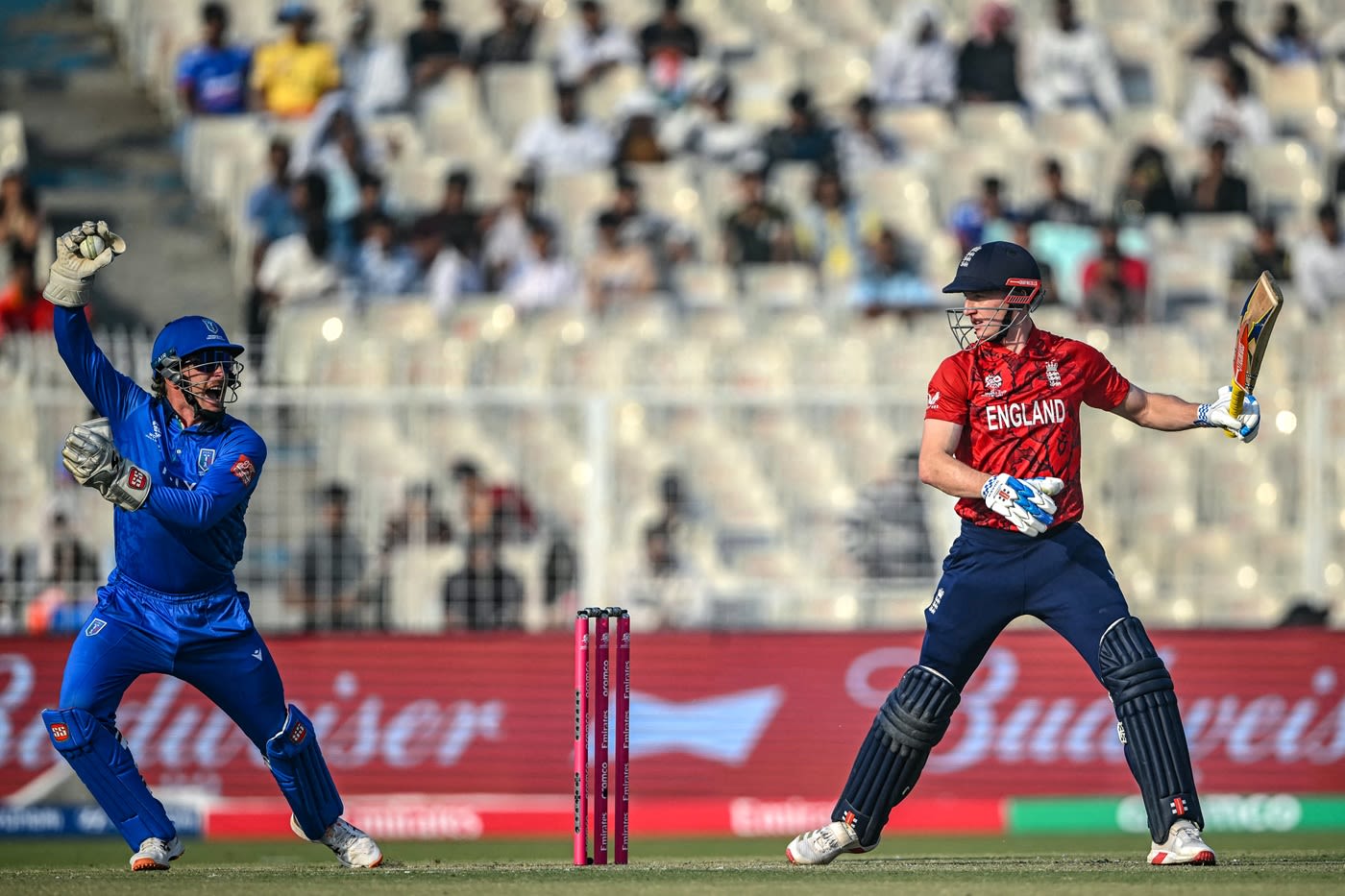 Gian-Piero Meade catches Harry Brook behind the stumps