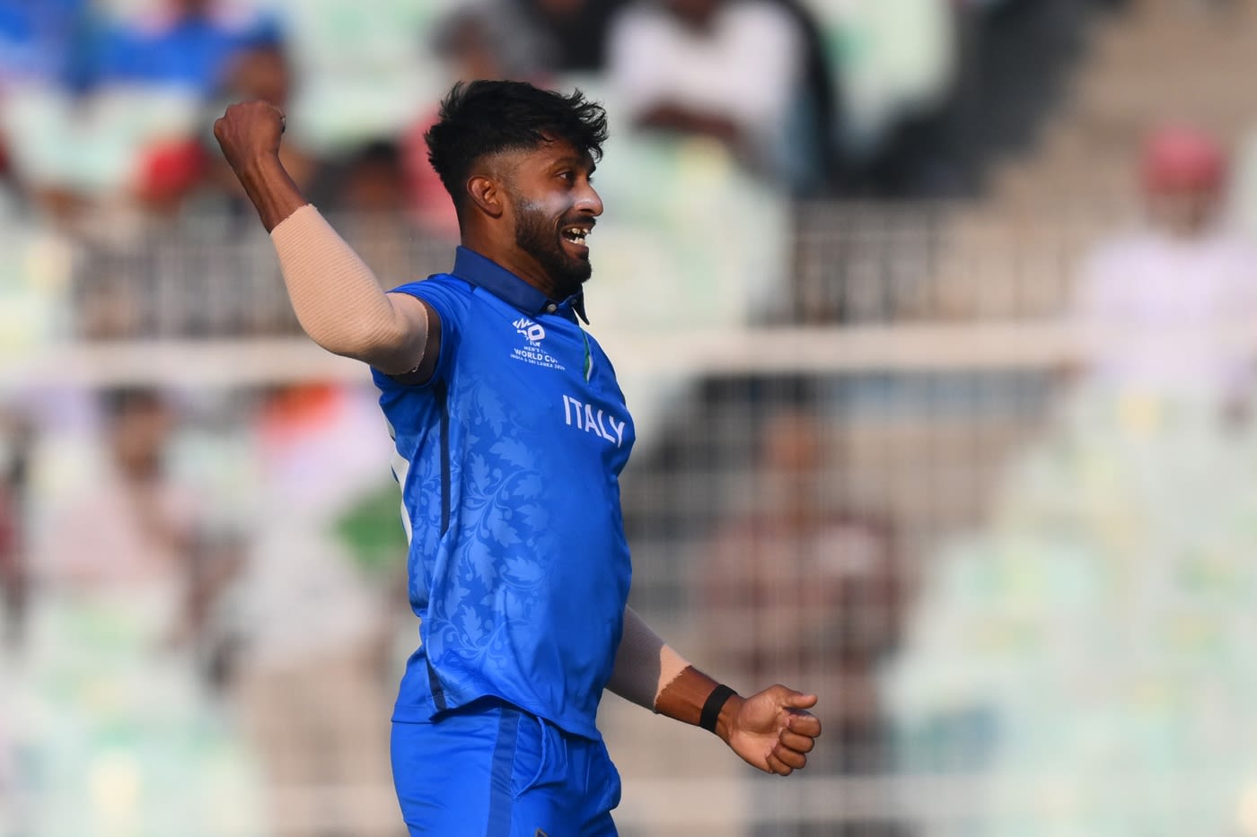 Crishan Kalugamage is jubilant after dismissing Tom Banton