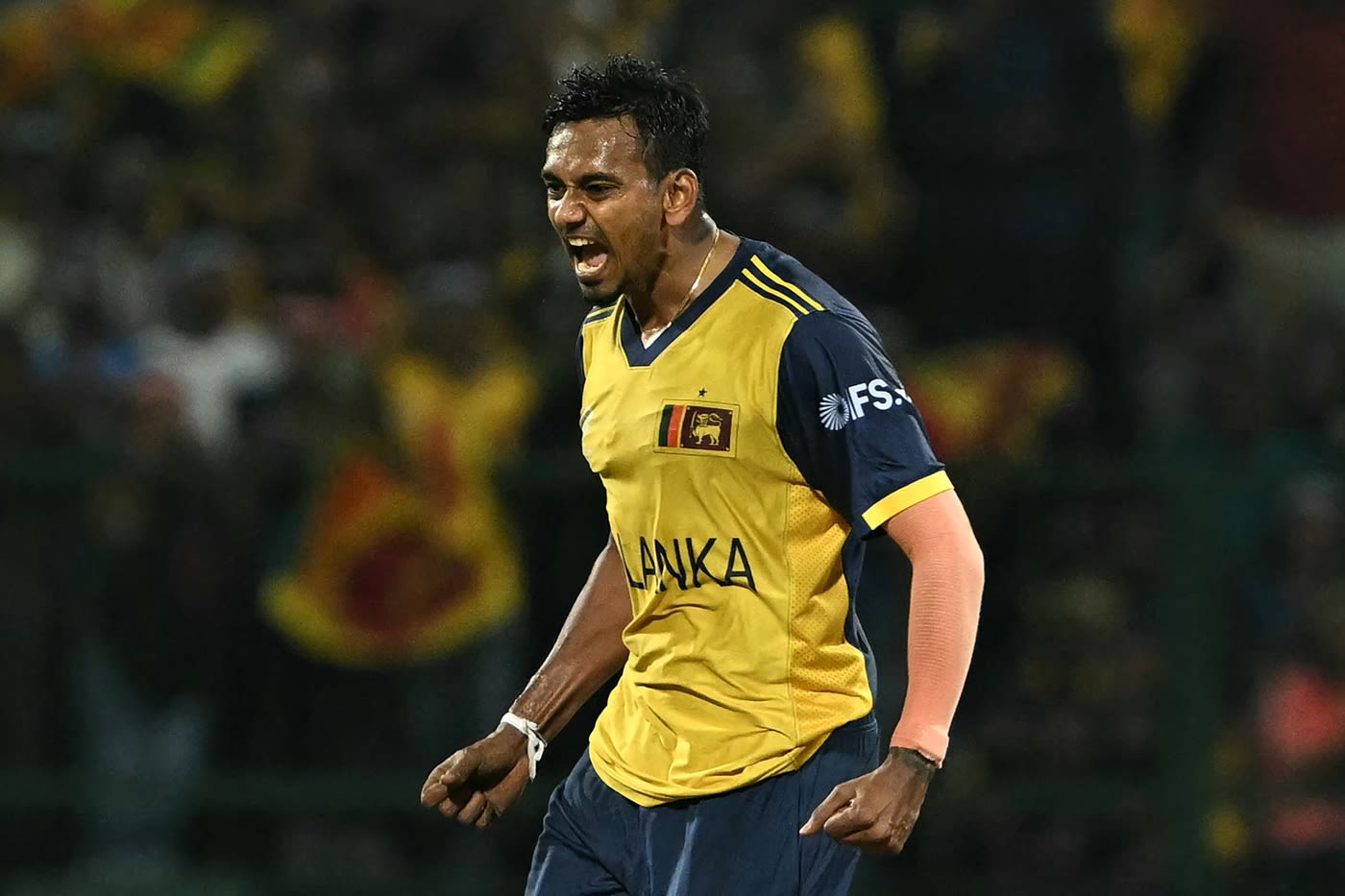 Dushmantha Chameera is ecstatic after sending back Marcus Stoinis