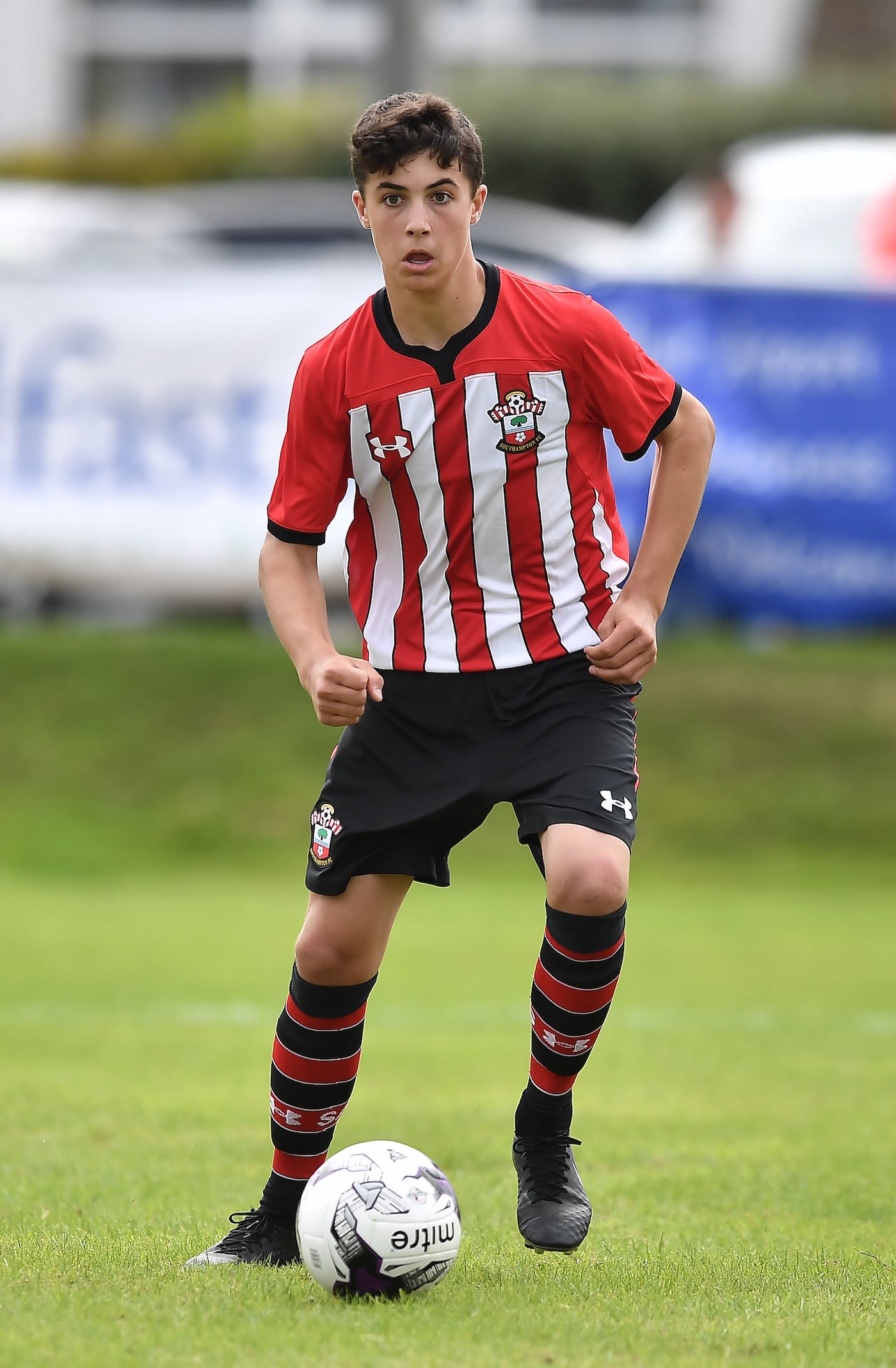 Zach Lion-Cachet of Southampton during a Super Cup NI football tournament junior section game