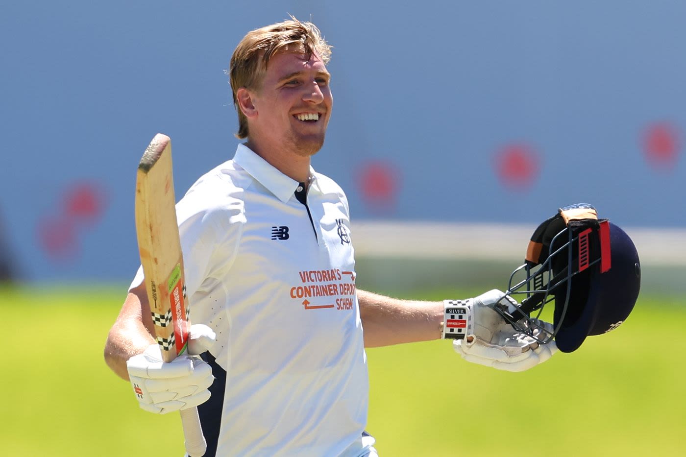 Will Sutherland celebrates his second first-class century