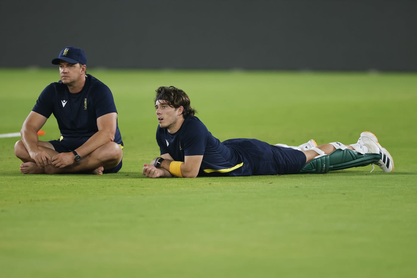 Albie Morkel and Dewald Brevis have a chat