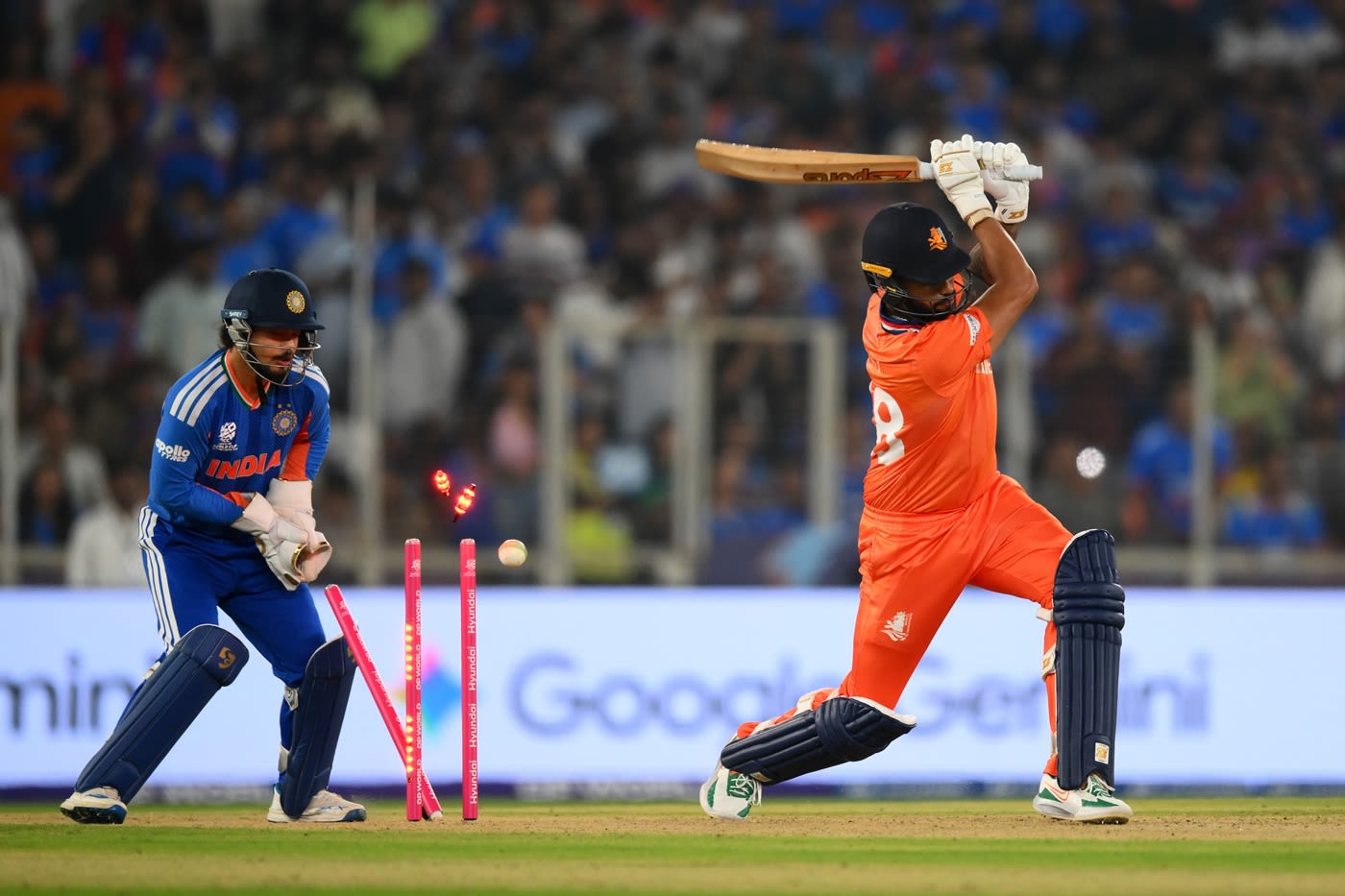 Aryan Dutt is bowled
