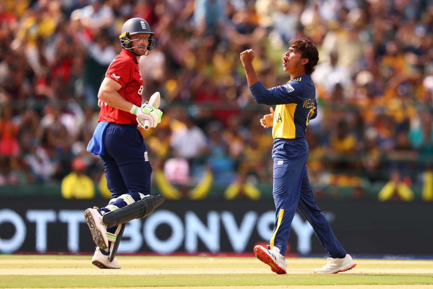 Dunith Wellalage claimed the early wicket of Jos Buttler